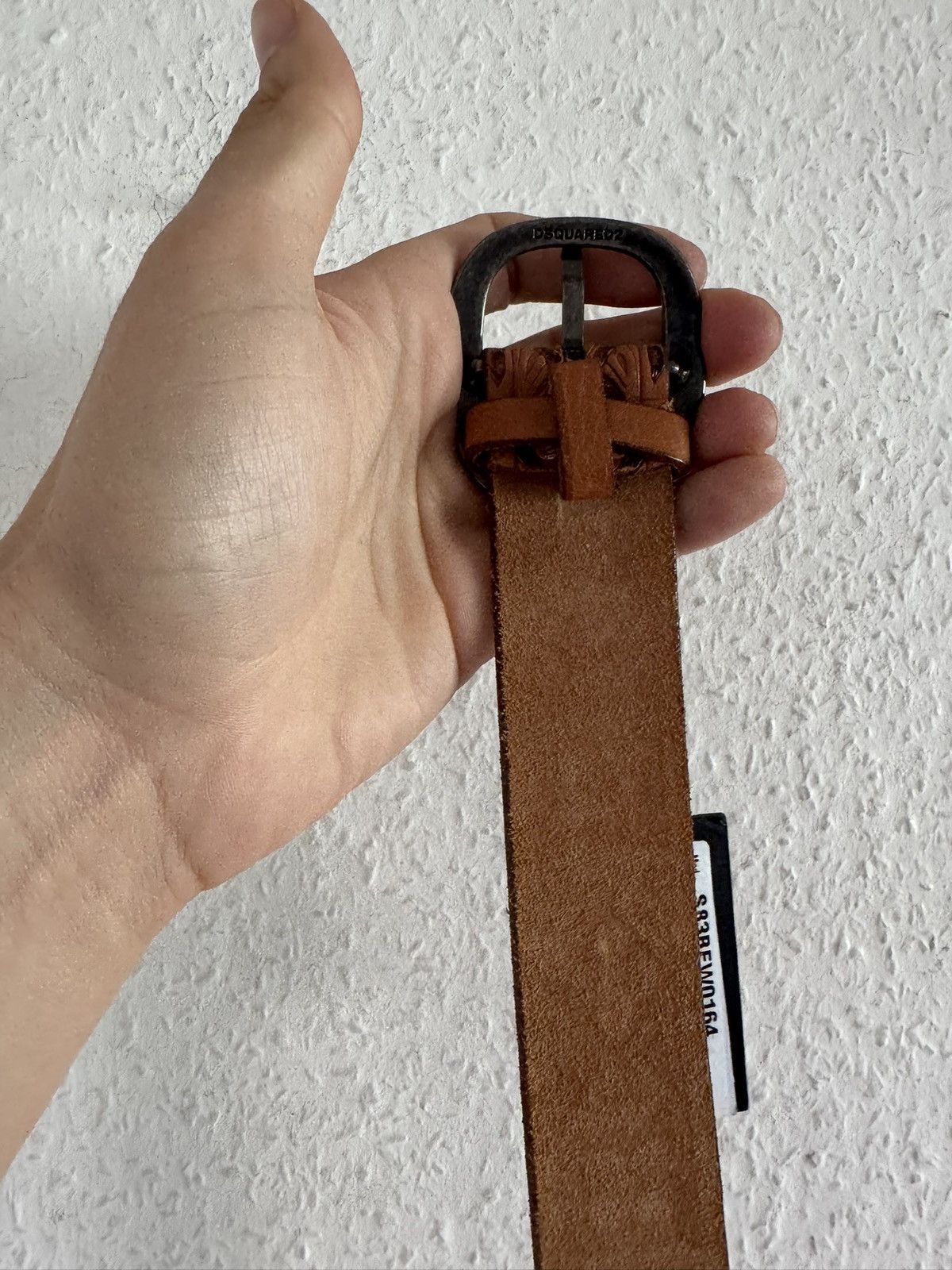 Dsquared2 Tooled Floral Leather Belt Size 28 - 11 Thumbnail