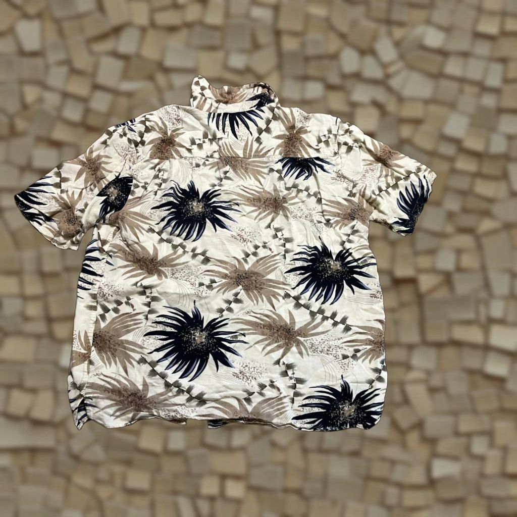 Vintage BRUND Shirt Mens Large White Black Tan Short Sleeve Button Up Shirt Size US L / EU 52-54 / 3 - 1 Thumbnail