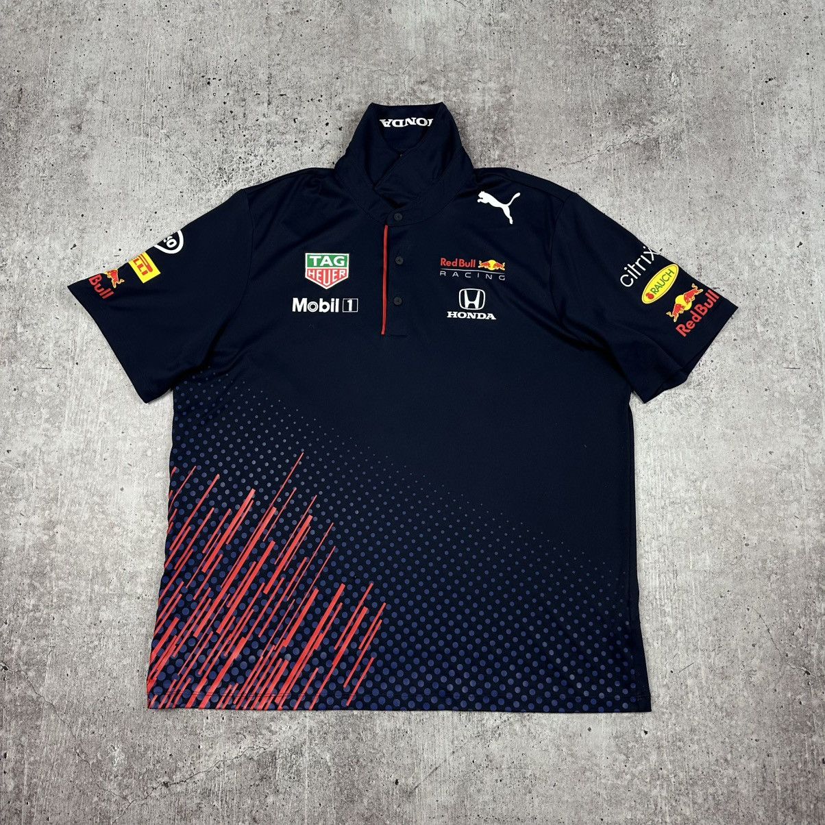 Puma Vintage Puma Honda Racing Red Bull Polo Jerseu Size US L / EU 52-54 / 3 - 1 Thumbnail