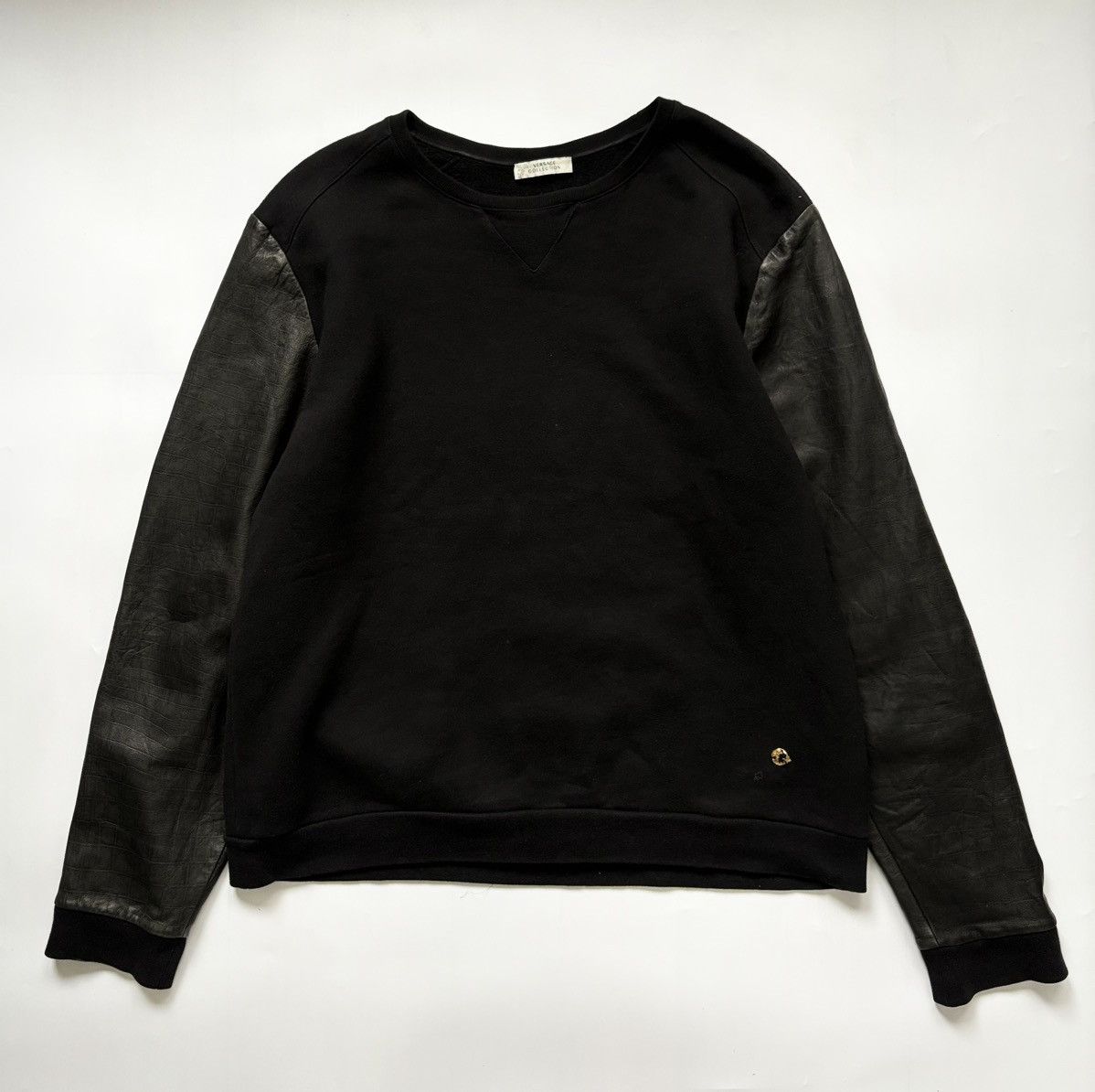 Versace Versace Collection Leather-Sleeve Sweater ⚜️ Size US L / EU 52-54 / 3 - 1 Thumbnail