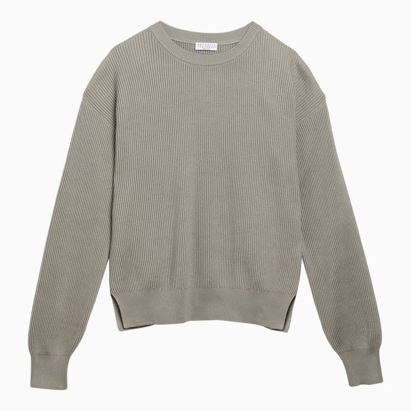 image of Brunello Cucinelli Dark Green Cotton Crew-Neck Jumper, Women's (Size XS)