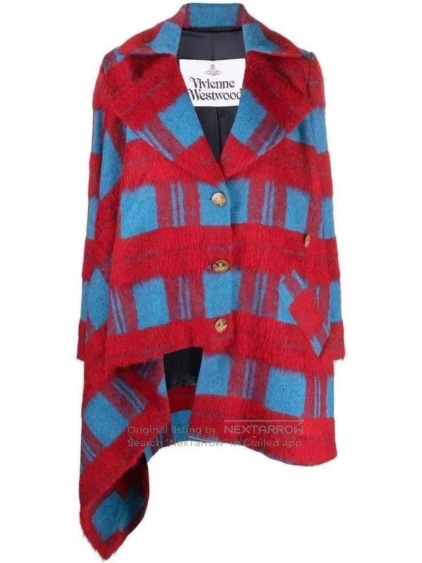 Vivienne Westwood Vivienne Westwood Asymmetrical Red and Blue Plaid Wool Coa Size XS / US 0-2 / IT 36-38 - 4 Thumbnail