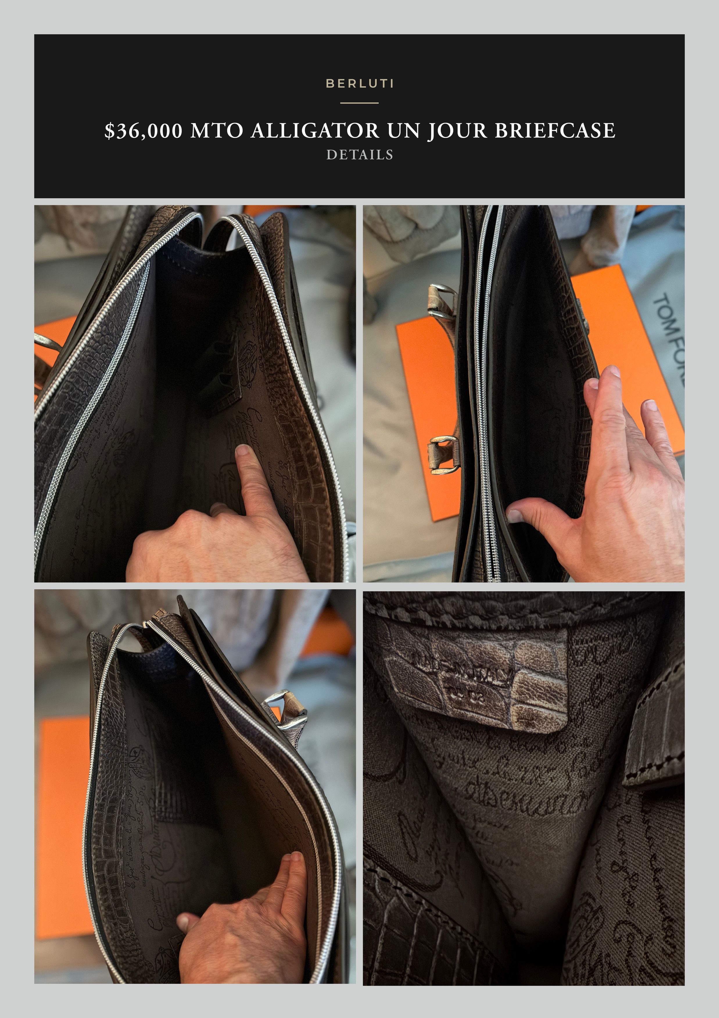 Berluti Ultimate Rare $36K MTO BERLUTI Alligator Crocodile Briefcase Size ONE SIZE - 12 Thumbnail
