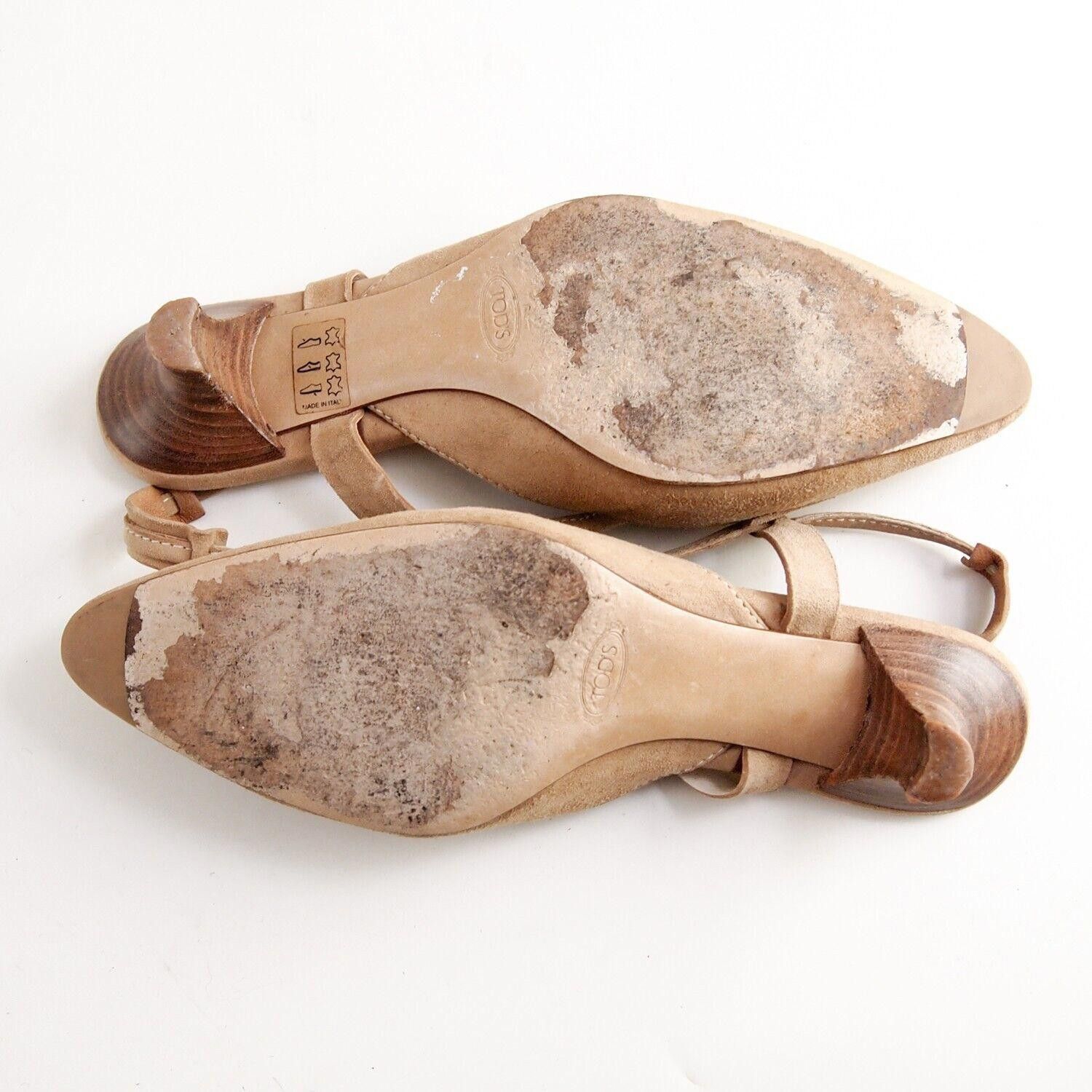 Tod's TODs Slingback Sandal Pointy Toe Mid Heel Tan US 7.5 EU 37.5 Size US 7.5 / IT 37.5 - 7 Thumbnail