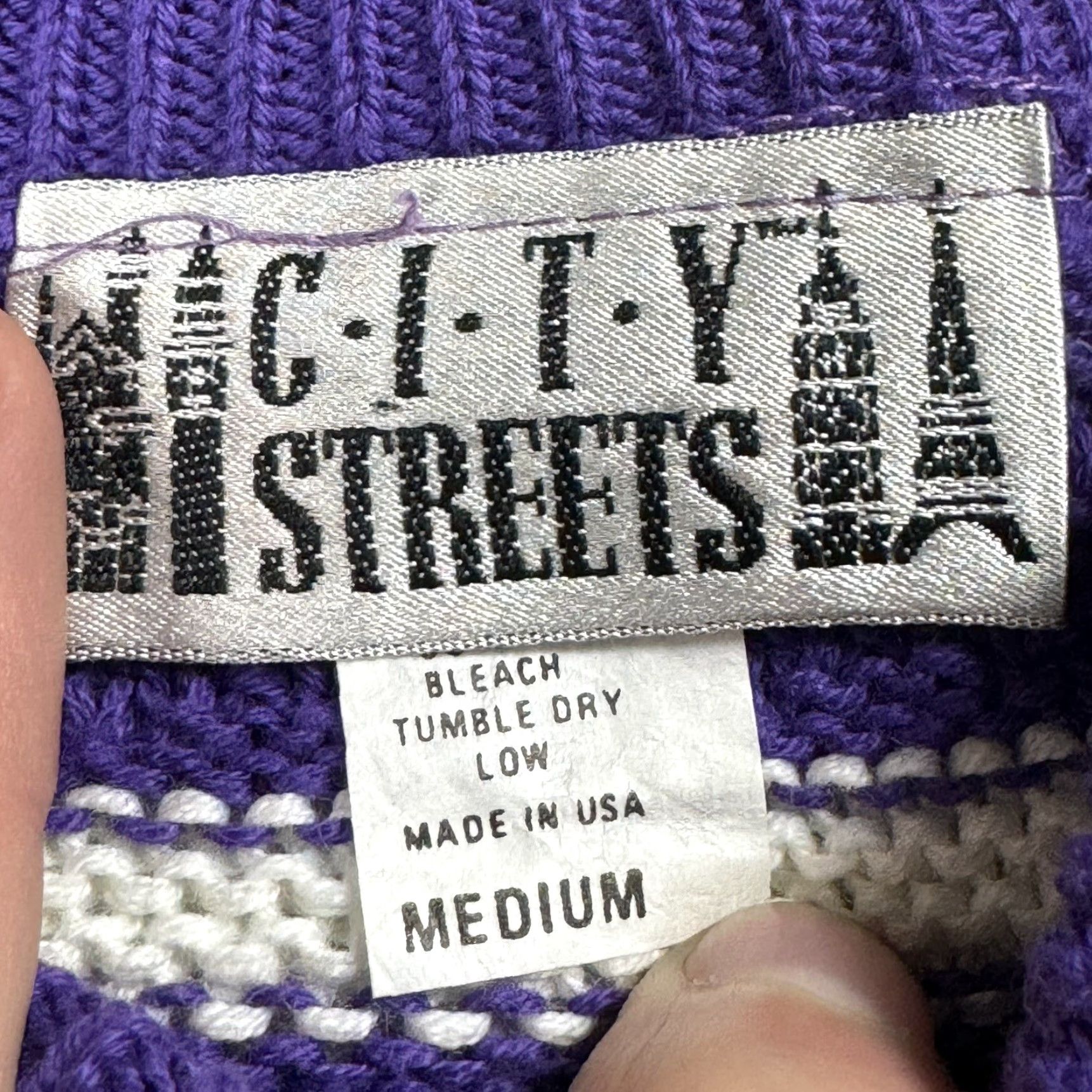 Vintage VINTAGE City Streets Knit Sweater M Purple Striped 90s Retro Pullover Unisex Size US M / EU 48-50 / 2 - 3 Thumbnail