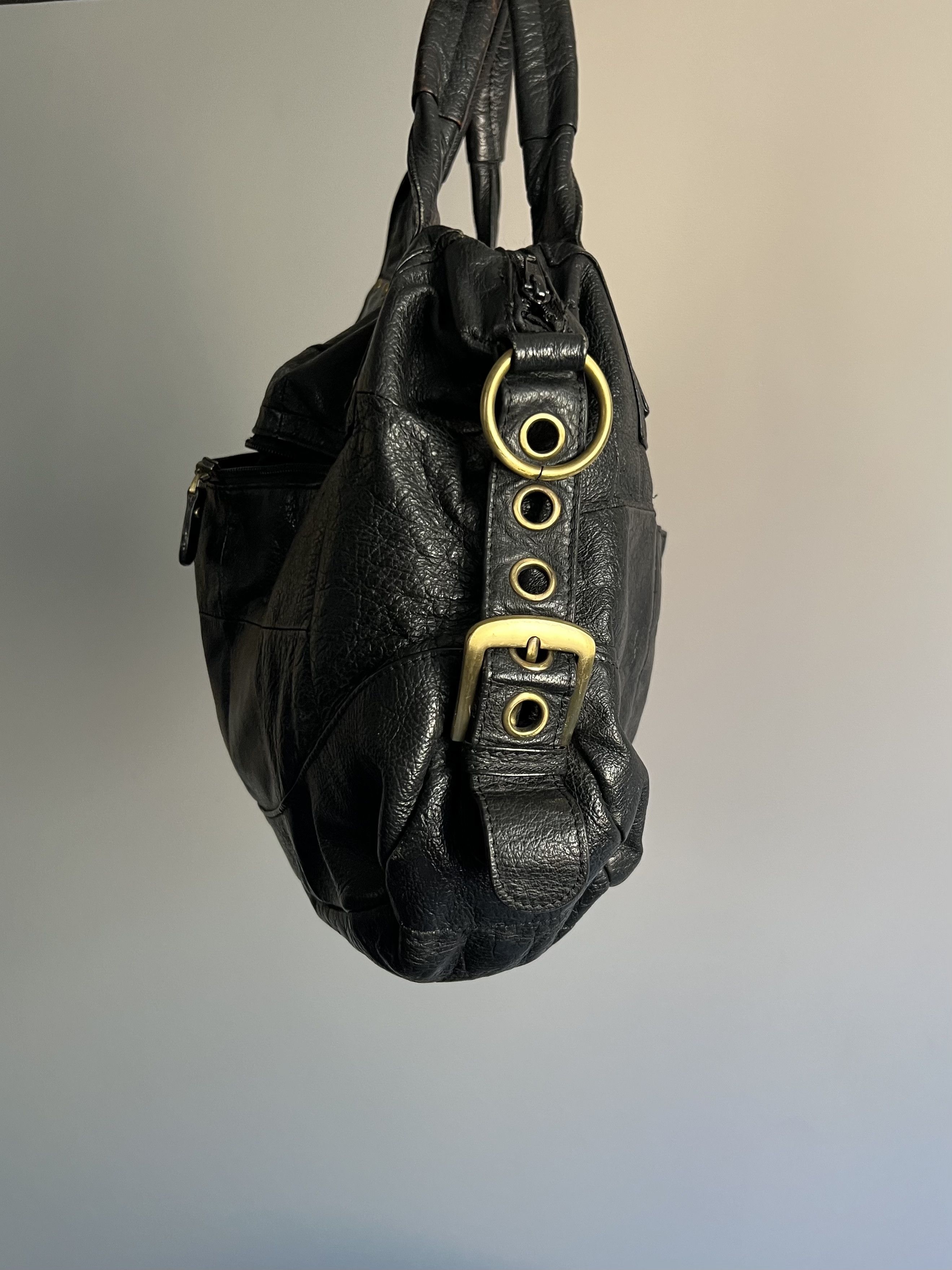 Vintage Vintage Black Genuine Leather Tote Bag Textured Leather Size ONE SIZE - 6 Thumbnail