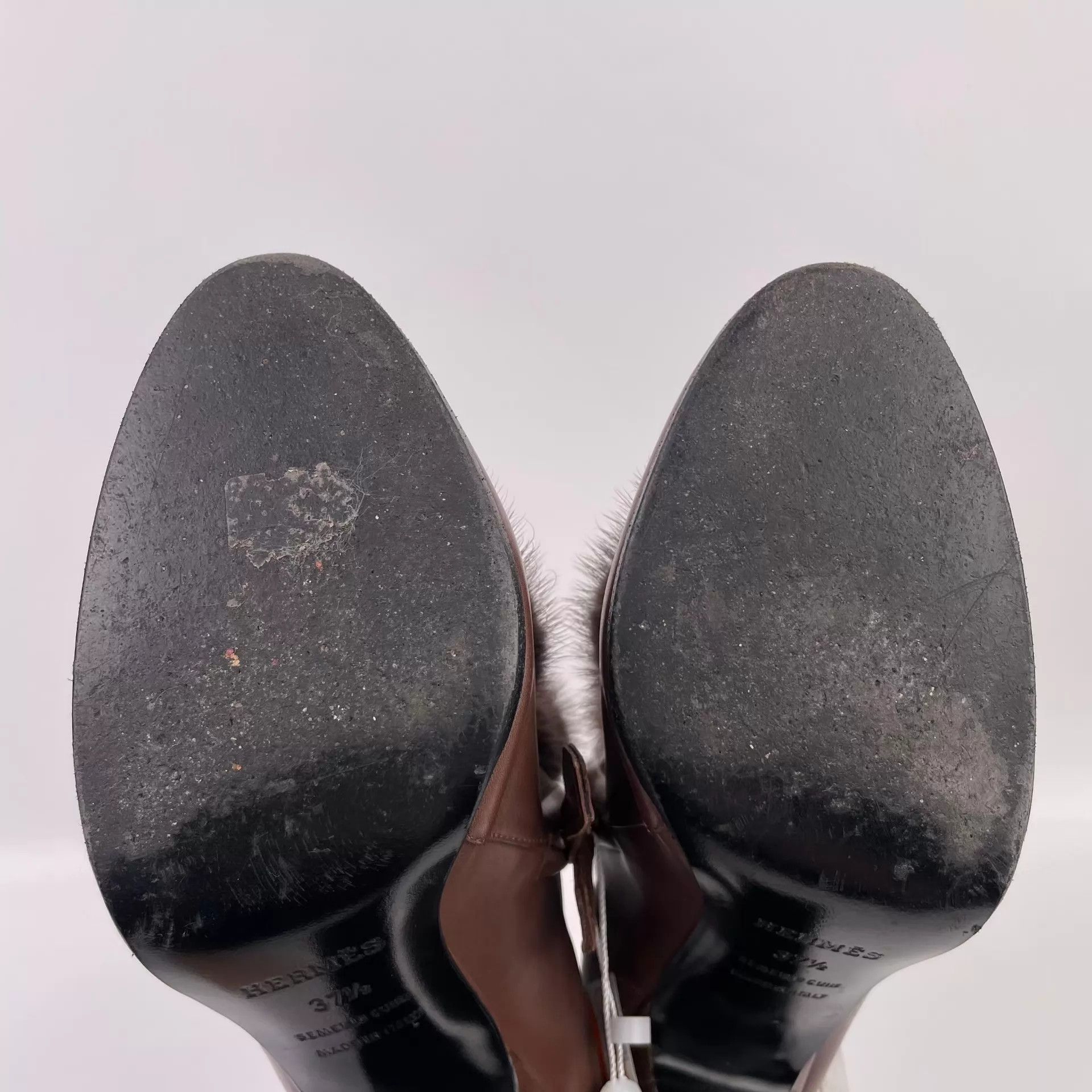 Hermes Hermès fur knee-high heeled boots brown EU 37.5 Size US 7 / IT 37 - 9 Thumbnail