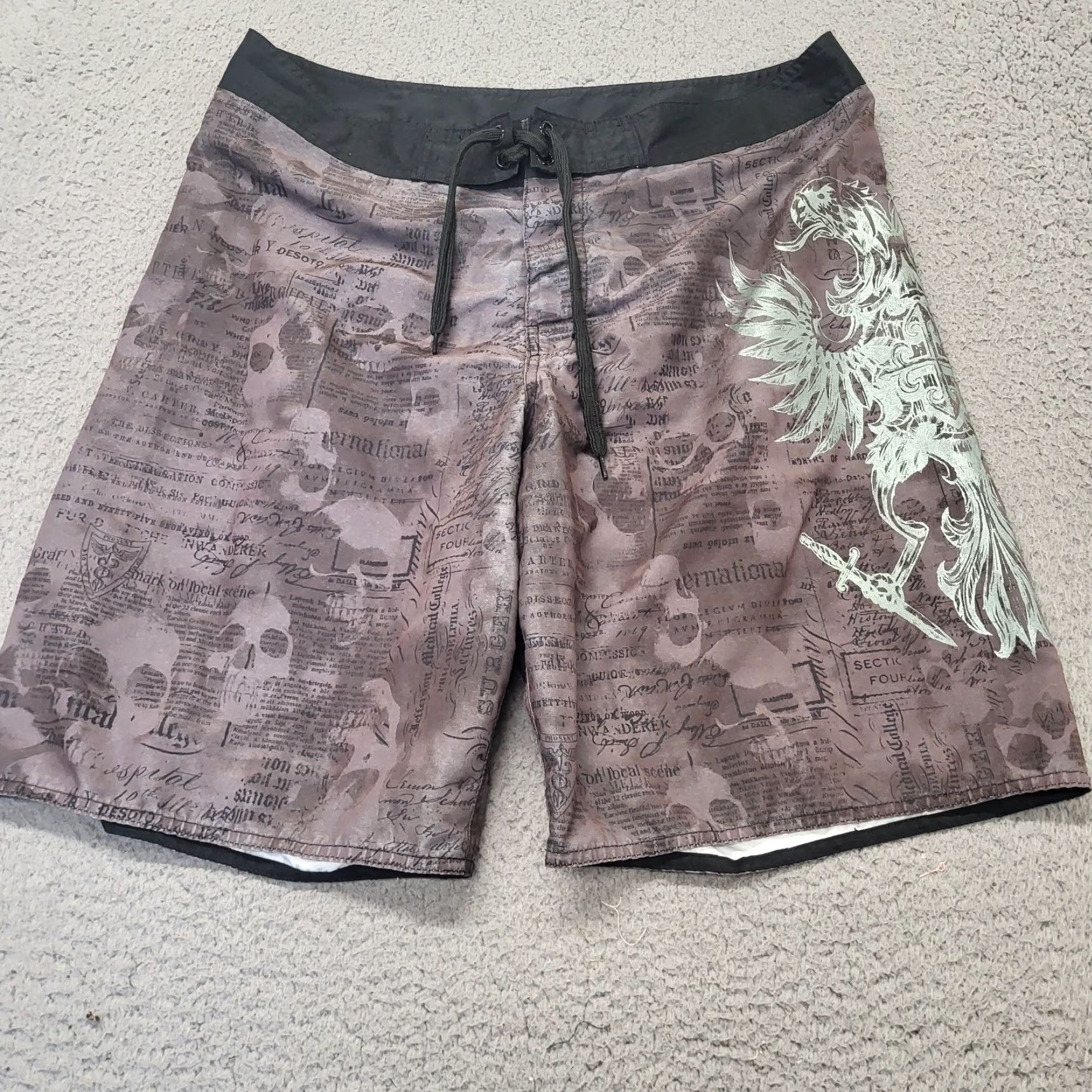 Joe Boxer Joe Boxer Board Shorts Men Size 34 Black Skulls Eagle Swim Trunks Size US 34 / EU 50 - 2 Thumbnail