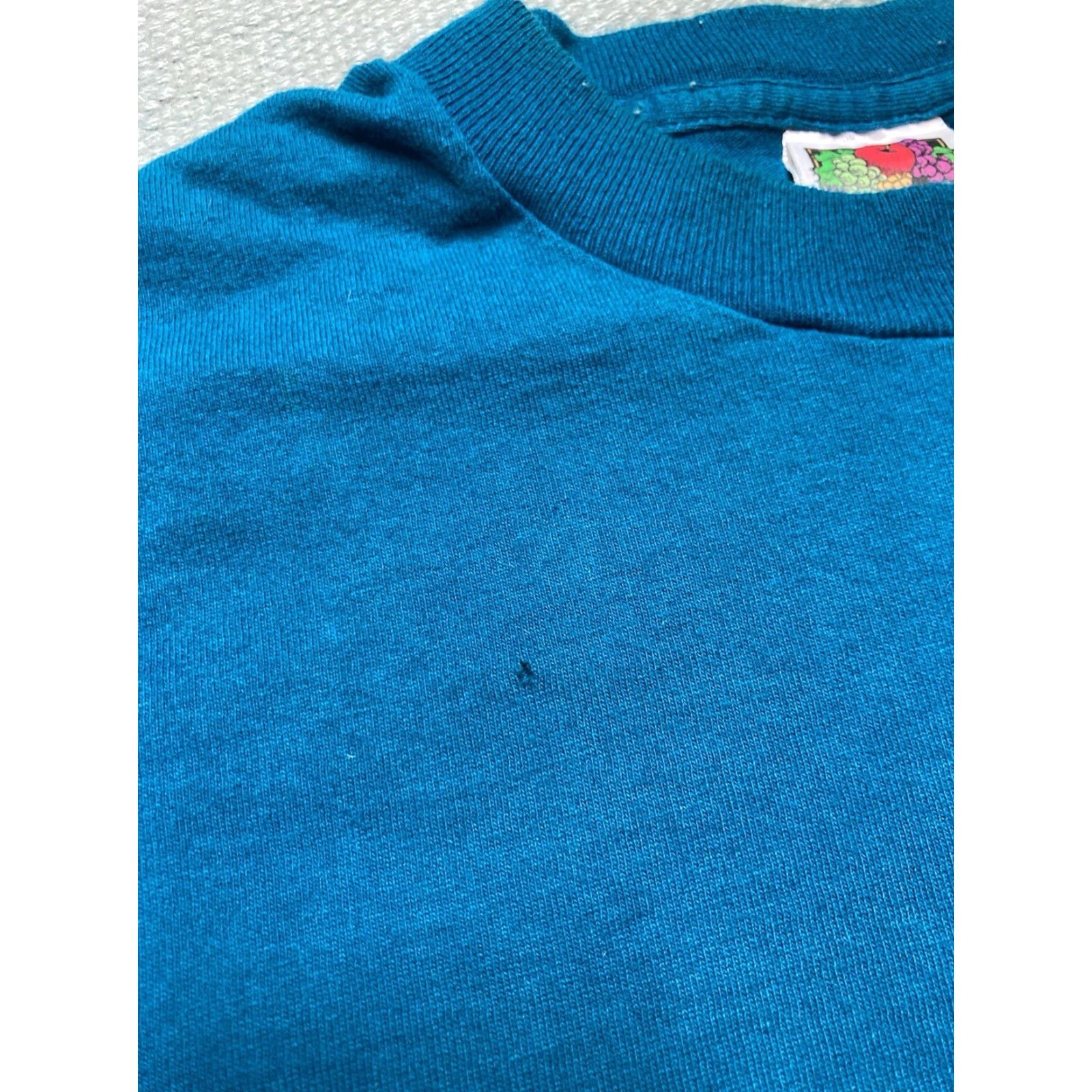 Fruit Of The Loom VINTAGE 90s Fruit of the Loom T-Shirt Teal Blue Cotton XL Single Stitch Men Gross? Size US XL / EU 56 / 4 - 3 Thumbnail