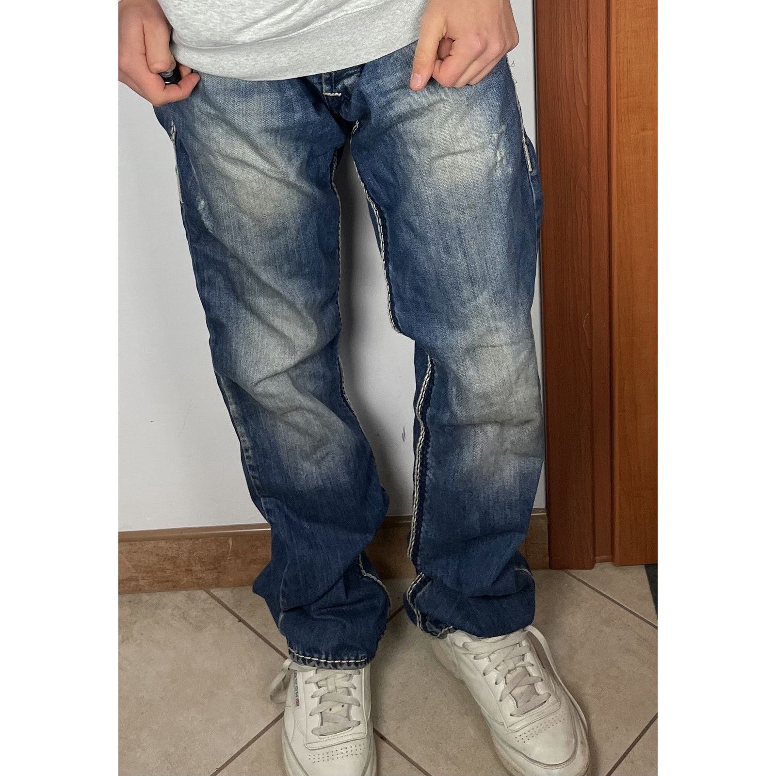 True Religion True Religion Bobby Big QT Men Blue Cotton Straight Jeans 33 Size US 33 - 2 Thumbnail