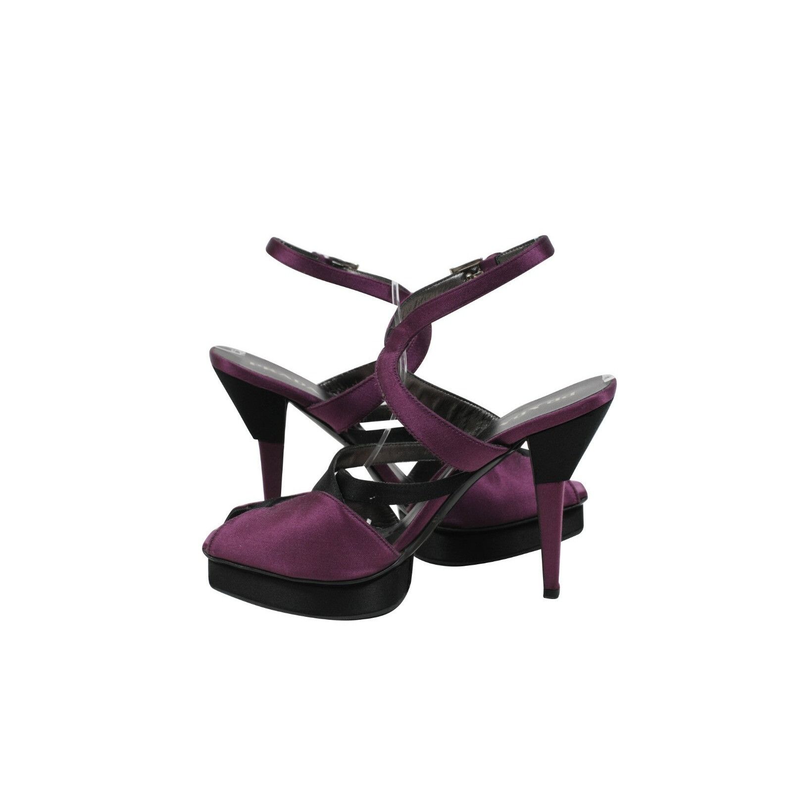 Prada Sandals Purple Violet Satin Open Toe Heels Size US 8.5 / IT 38.5 - 5 Thumbnail