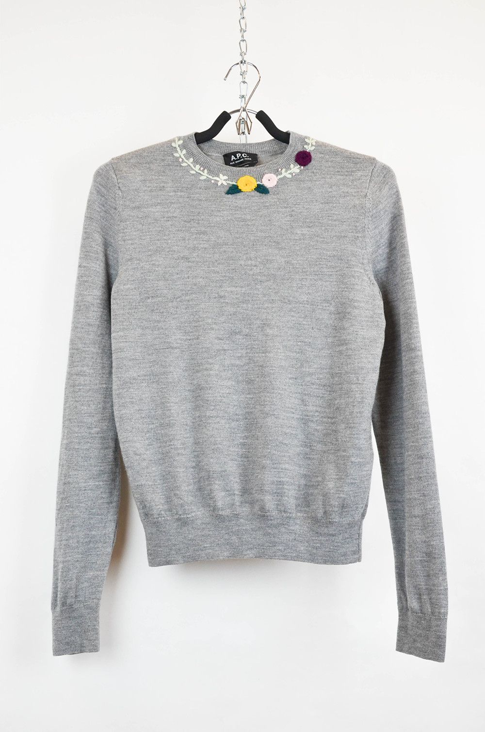 A.P.C. A.P.C. Arpese Wool Flower Embroidery Knit Pullover - S Size S / US 4 / IT 40 - 1 Thumbnail