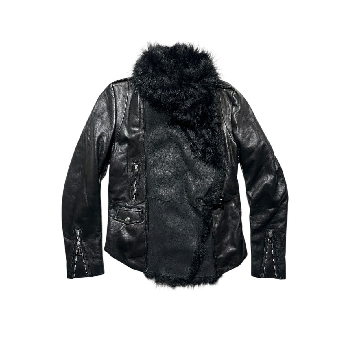 Barbara Bui Fur detailed zip leather jacket Size S / US 4 / IT 40 - 2 Thumbnail