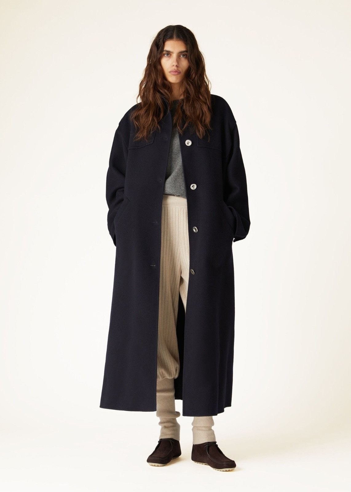 Loro Piana o1srvl11e1124 Cashmere Double Trench Coat in Navy Blue Size M / US 6-8 / IT 42-44 - 3 Thumbnail