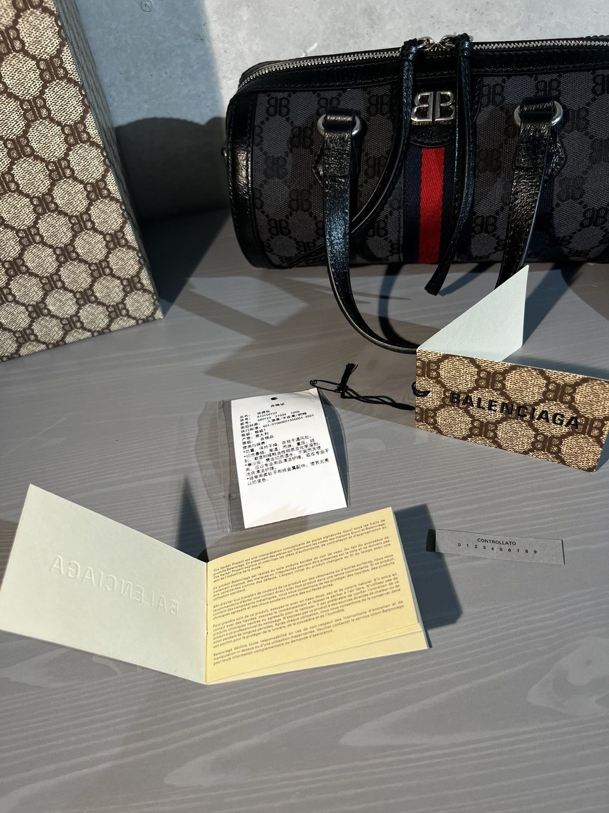 Gucci Gucci x Balenciaga Black Monogram Jacquard Canvas Hacker bag Size ONE SIZE - 10 Thumbnail