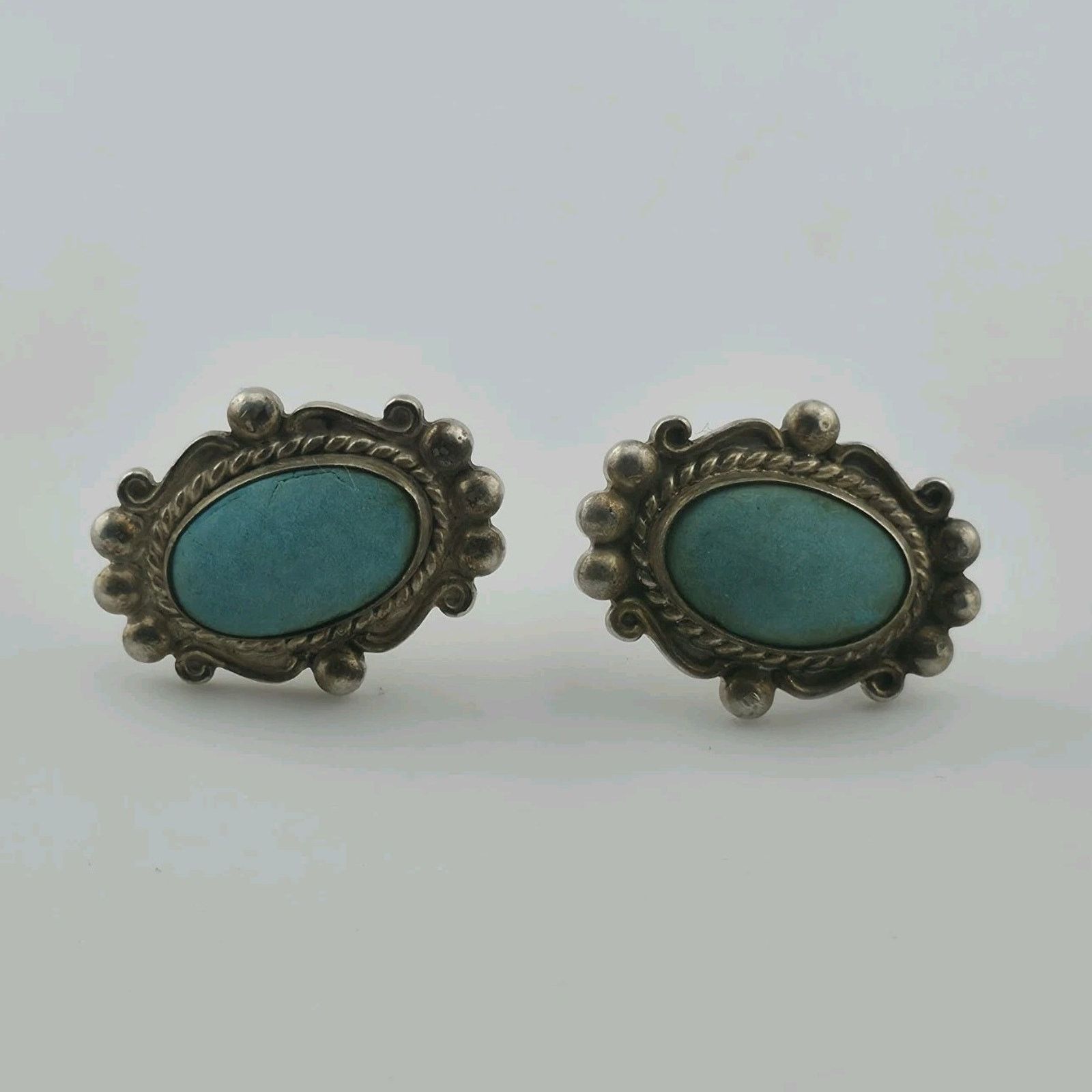 Other Turquoise Sterling Silver Screw Back Earrings Southwestern Size ONE SIZE - 1 Thumbnail