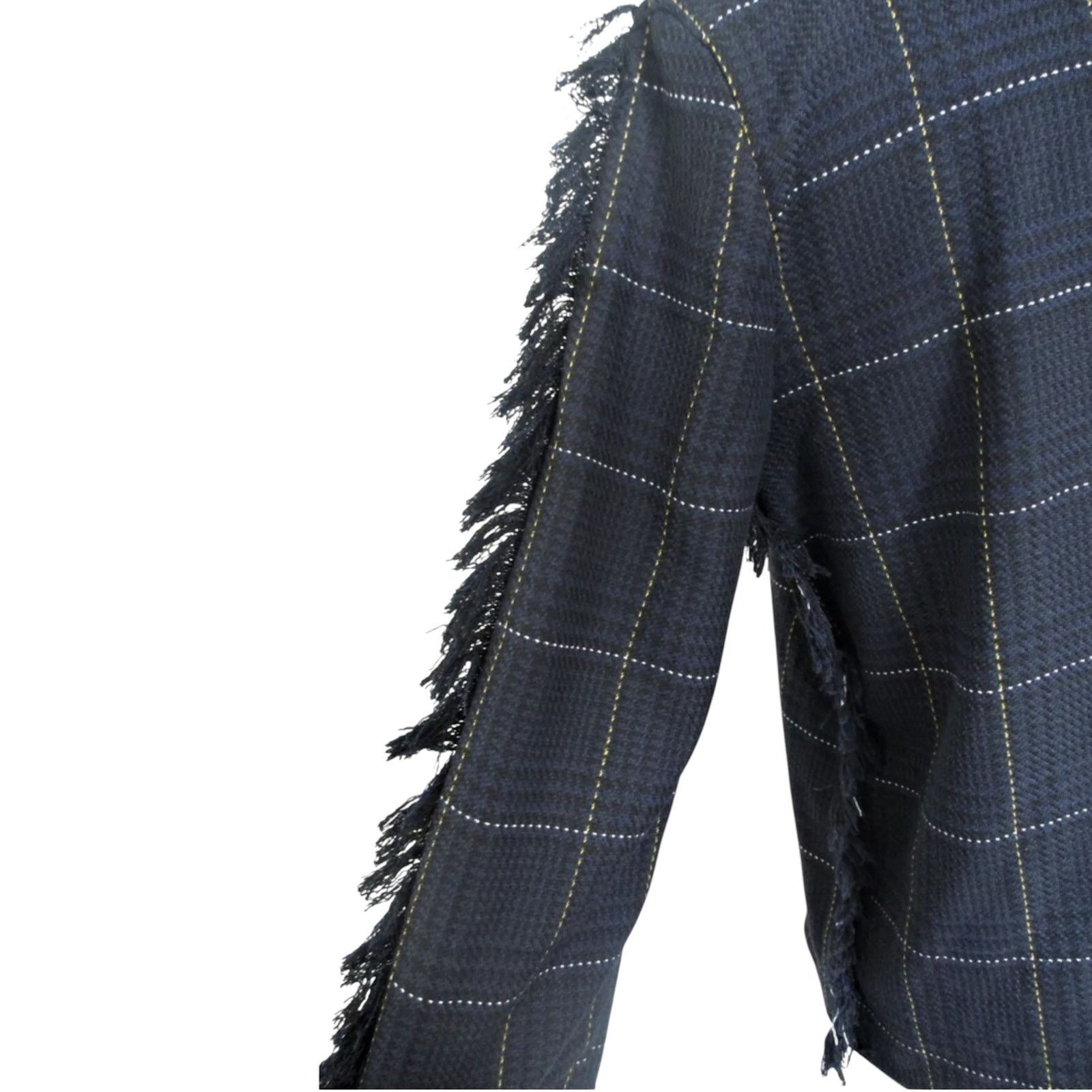 H&M H&M Plaid Fringe Boatneck Top Navy Green 3/4 Sleeve Size 4 Size S / US 4 / IT 40 - 5 Thumbnail