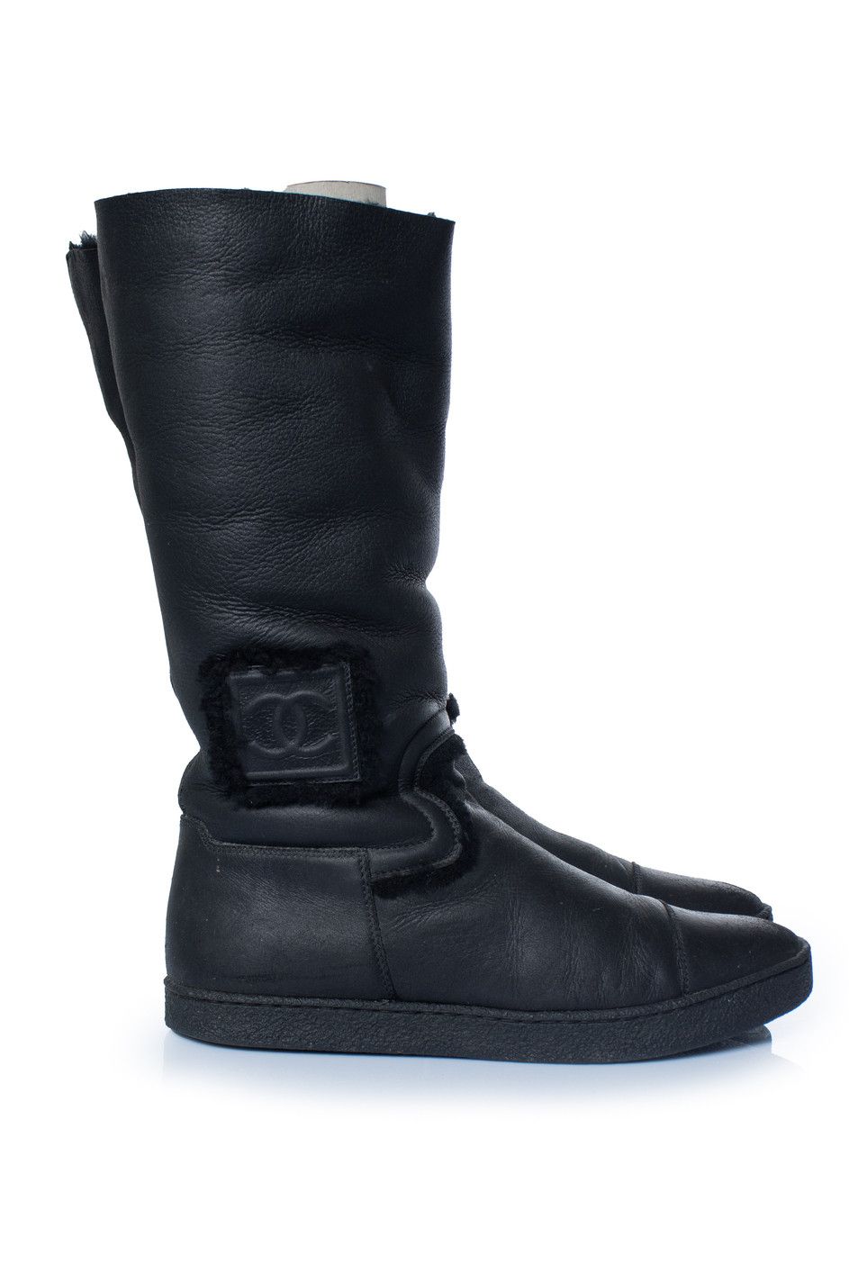 Chanel Chanel, Black shearling boots Size US 10 / IT 40 - 4 Thumbnail