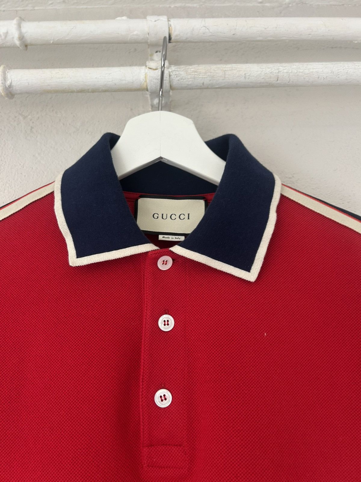 Gucci Gucci Red Polo Shirt with Logo Taped Sleeves - Size S Size US S / EU 44-46 / 1 - 4 Thumbnail