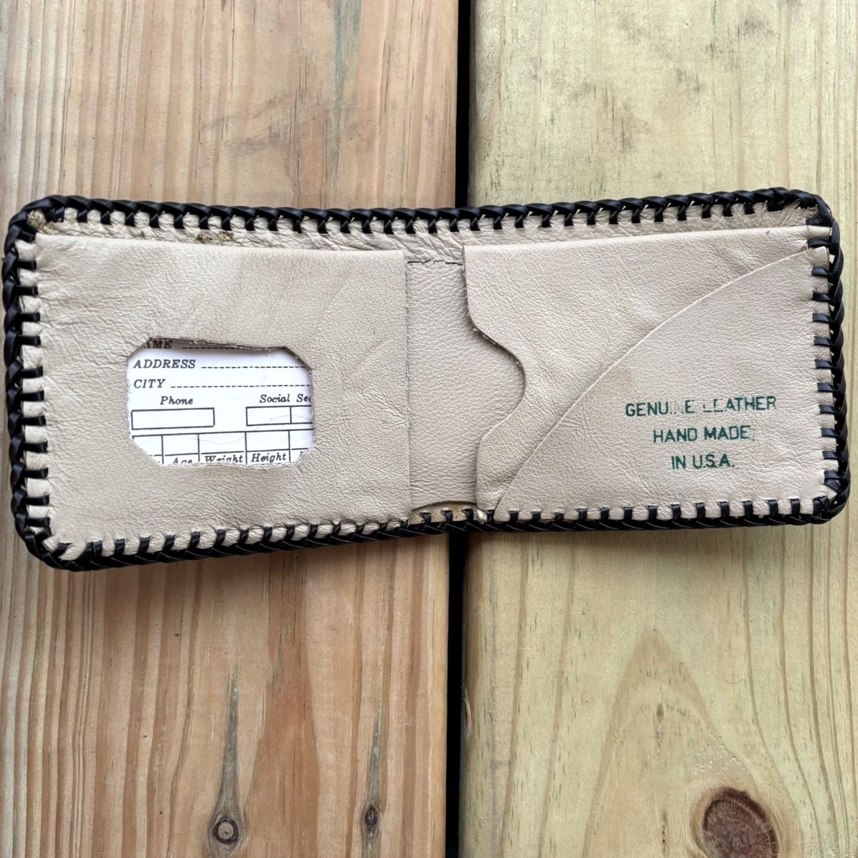 Vintage VINTAGE Leather Wallet Keep On Bikin Whipstitch Hand Tooled Motorcycle Bifold Wallet Men Brown Leather Eagle Pattern LACED Handmade United States Size ONE SIZE - 2 Thumbnail