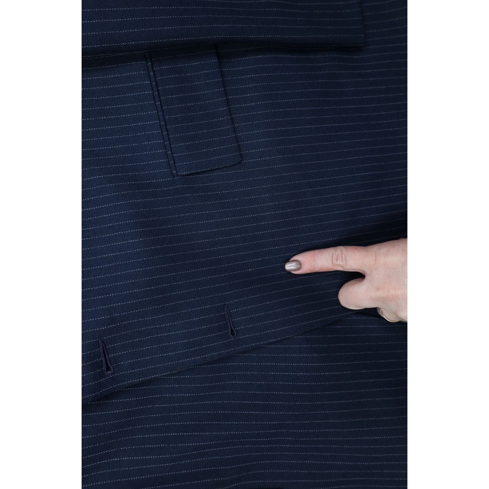 Vintage Vintage 70s 2 Piece Wool Blend Suit Wedding Blue Striped Size 46R - 5 Thumbnail