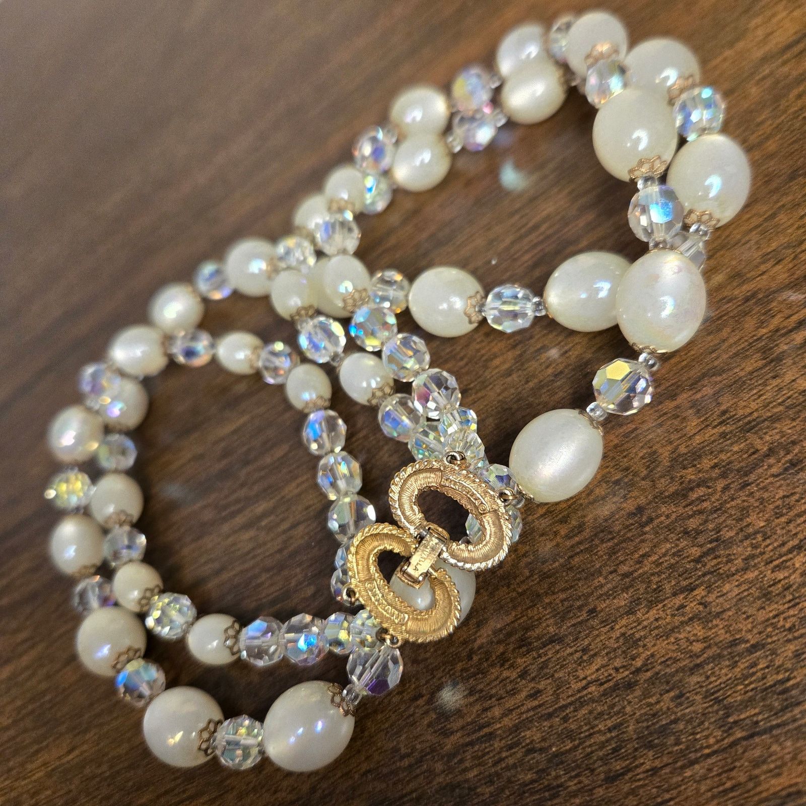 Marella Vintage Marvella Moonglow & Crystal Double Strand Necklace Size ONE SIZE - 8 Thumbnail
