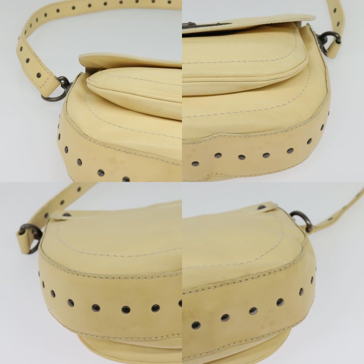 Celine CELINE Studs Shoulder Bag Leather Cream Size ONE SIZE - 10 Thumbnail