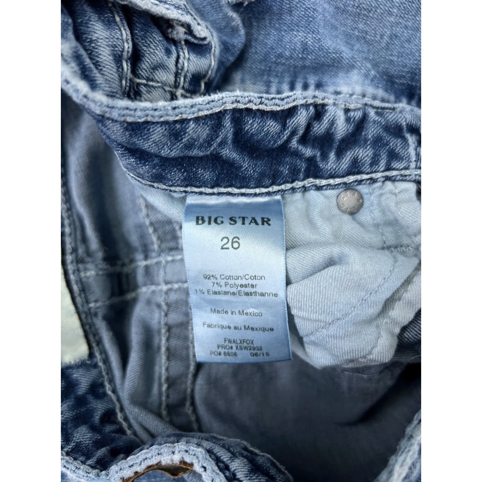 Denime VINTAGE Big Star Jeans Women 26 Blue Denim Skinny Low Rise Embroidered Stars Size 26" / US 2 / IT 38 - 4 Thumbnail