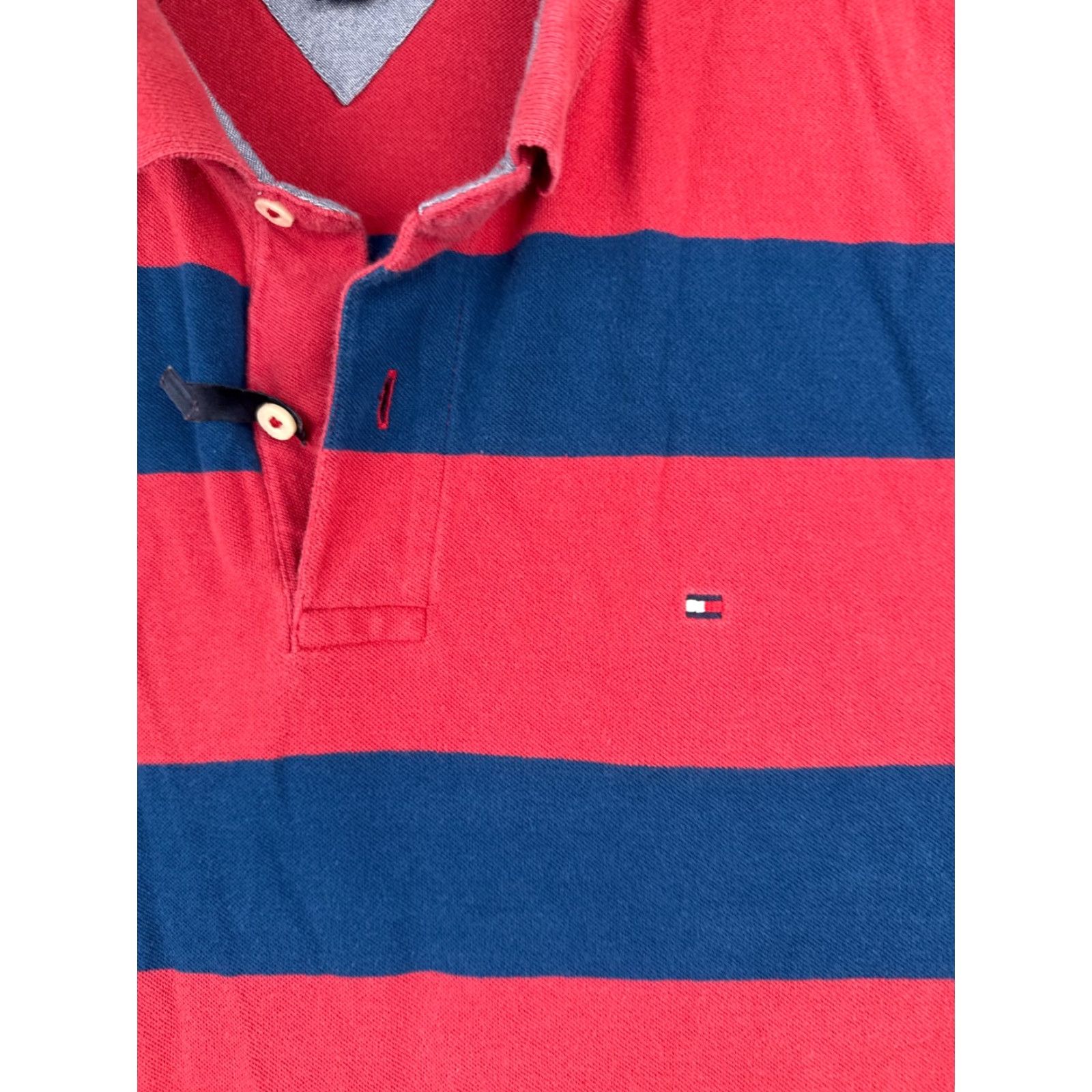 Tommy Hilfiger Tommy Hilfiger Polo Shirt Men 2XL Slim Fit Striped Cotton Blue Red Mens Size US XXL / EU 58 / 5 - 6 Thumbnail