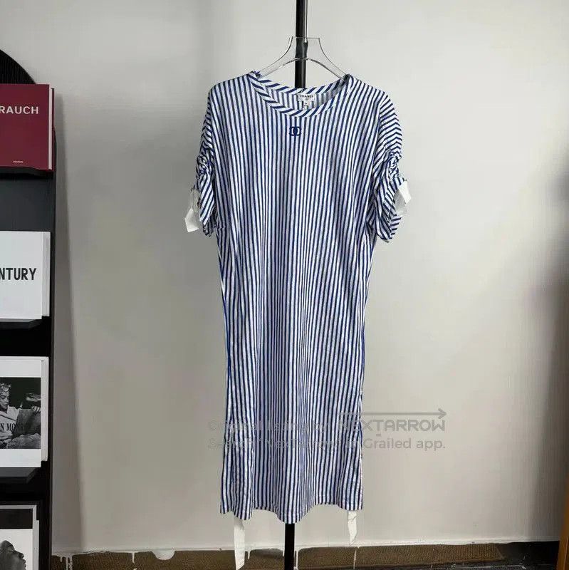 Chanel Chanel Striped Cotton Dress in Chocolate . Size S / US 4 / IT 40 - 1 Thumbnail