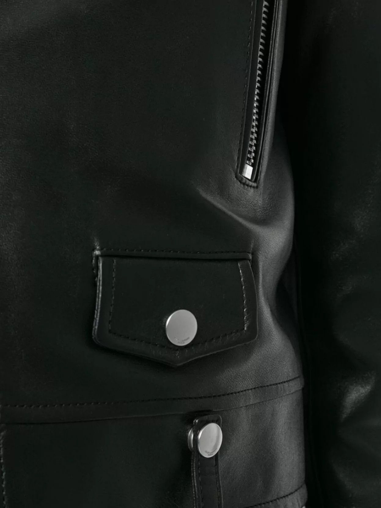 Saint Laurent Paris o1bcso1str1124 Motorcycle Jacket in Black Size XS / US 0-2 / IT 36-38 - 5 Thumbnail