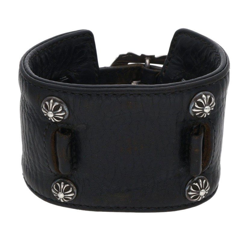 Chrome Hearts Chrome Hearts 3BTN 2SNP Cross Leather Bracelet Size