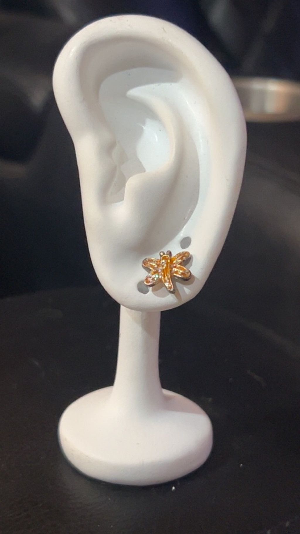 The Unbranded Brand Women's Unbranded orange Dragonfly Stud Earrings Gold Orange Size ONE SIZE - 2 Thumbnail