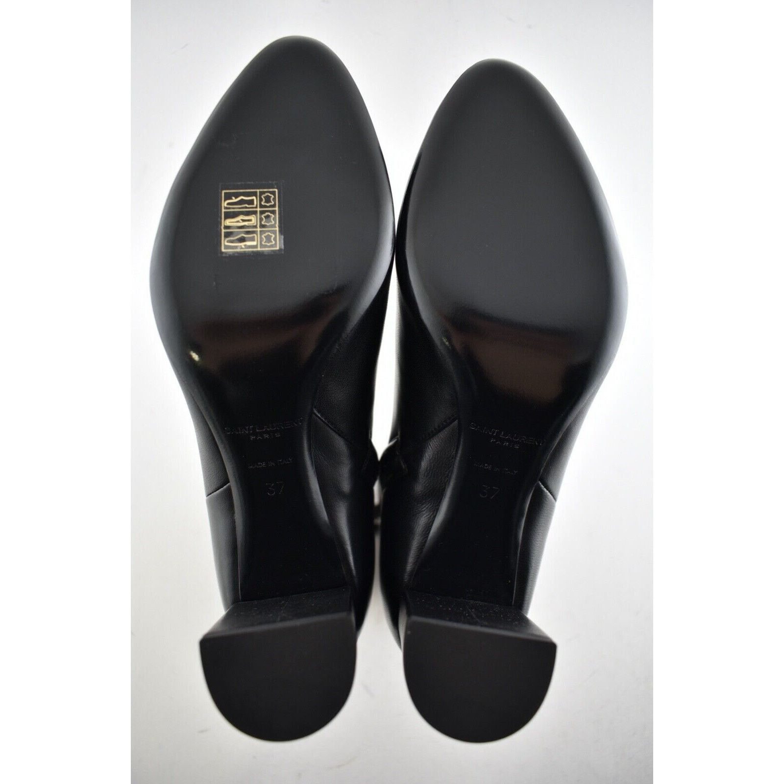 Yves Saint Laurent YSL Yves Saint Laurent Lou 70 Black Leather Pin Block Heel Size US 7 / IT 37 - 12 Thumbnail