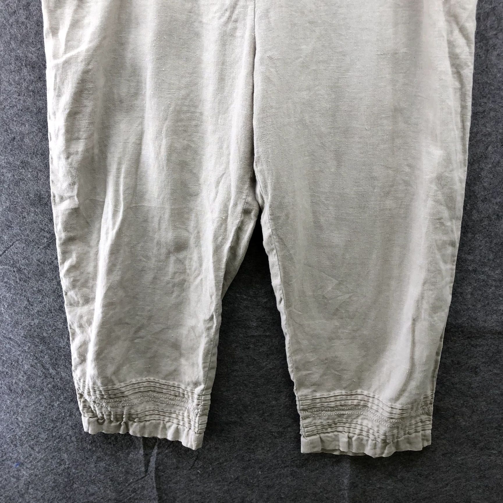 Vintage Jillian Jones 100% Linen Crop Pants Womens Size 12 Beige High Rise Lagenlook Pants Crop Beige Women's 12 Linen High Rise Wide-Leg Sl Size 34" / US 12 / IT 48 - 4 Thumbnail