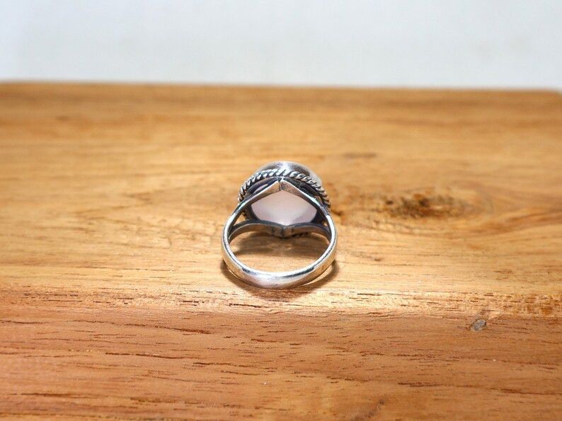 Handmade Handmade Rose Quartz Ring: 925 Sterling Silver Gemstone Ring Size ONE SIZE - 7 Thumbnail