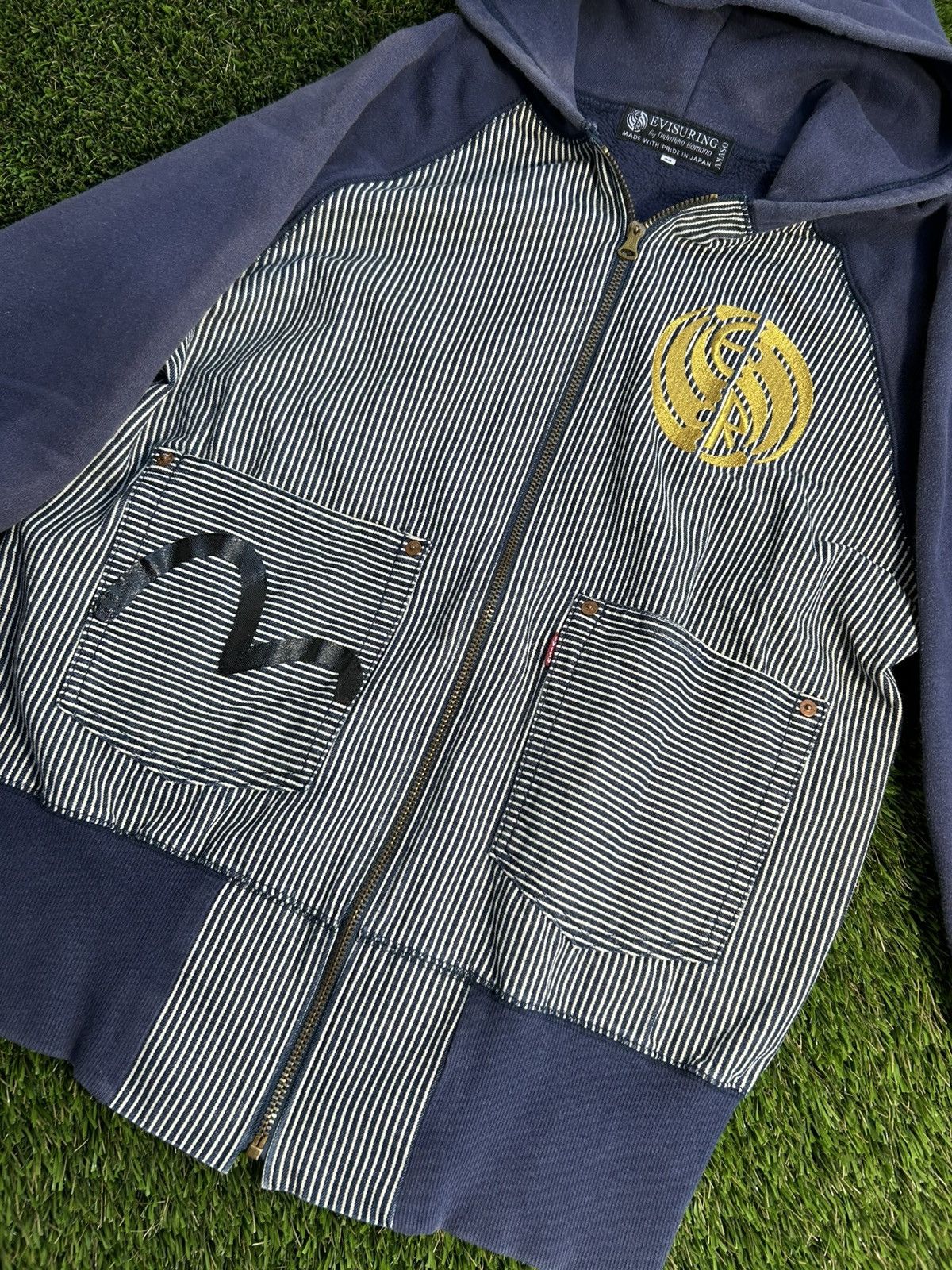 Evisu Vintage 2000’s EVISU Yamane Evisurings Stripes Zip Hoodie Size US M / EU 48-50 / 2 - 2 Thumbnail