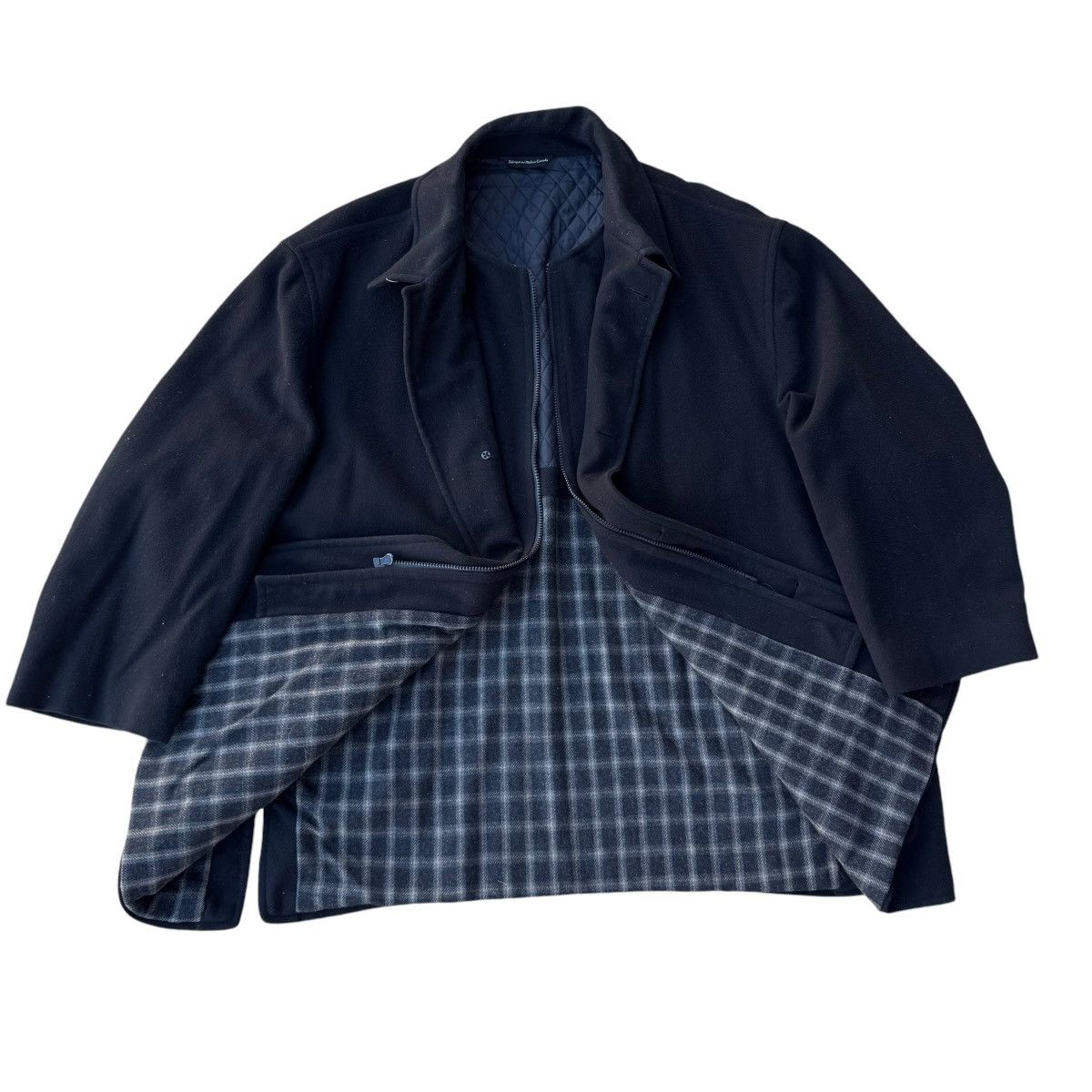Loro Piana × Vintage ROCHESTER COUTURE WOOL TRENCH COAT BLACK DESIGNER JACKET 90s Size US XXL / EU 58 / 5 - 2 Thumbnail