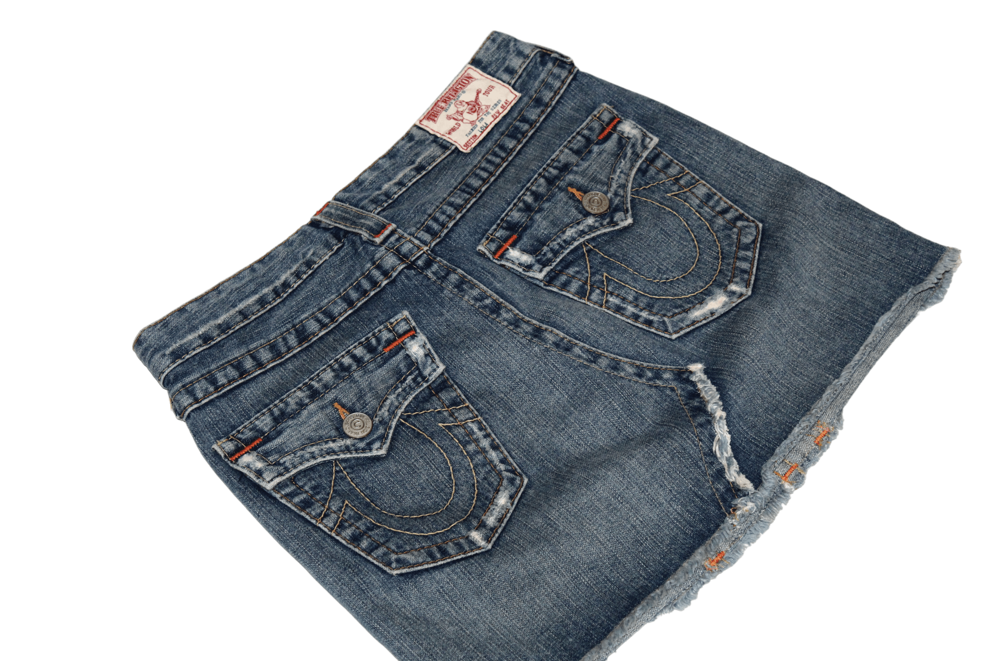 Japanese Brand VTG💥 True Religion Lola Stonewash Distressed Denim Skirt Size 30" / US 8 / IT 44 - 3 Thumbnail