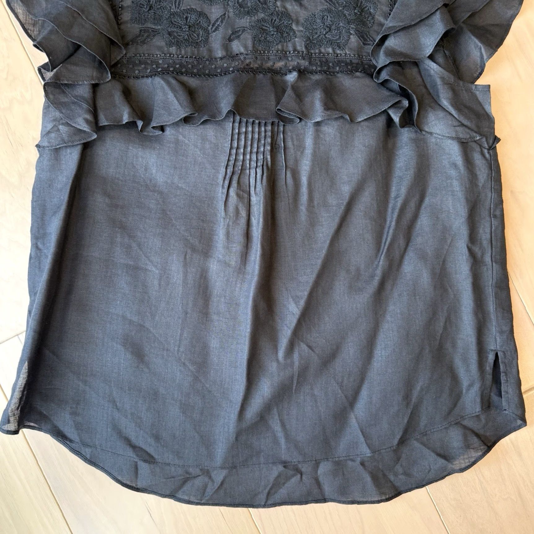 Veronica Beard VERONICA BEARD Abdula Ruffled High Neck Top Women's 8 Black Glam Boho Party Shirt Size M / US 6-8 / IT 42-44 - 4 Thumbnail