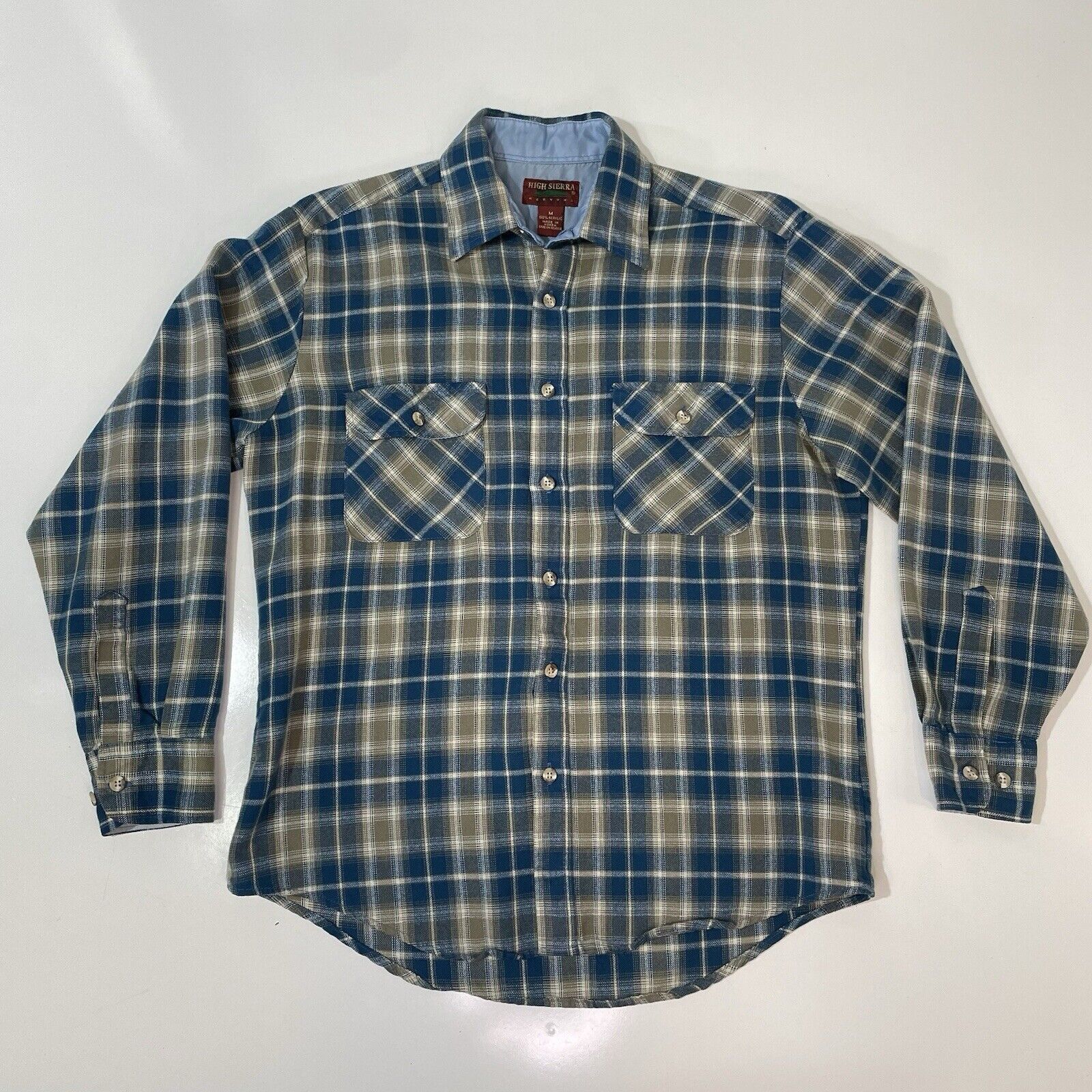High Sierra VTG High Sierra Flannel Plaid Shirt Beige Teal Blue Check M Size US M / EU 48-50 / 2 - 1 Thumbnail