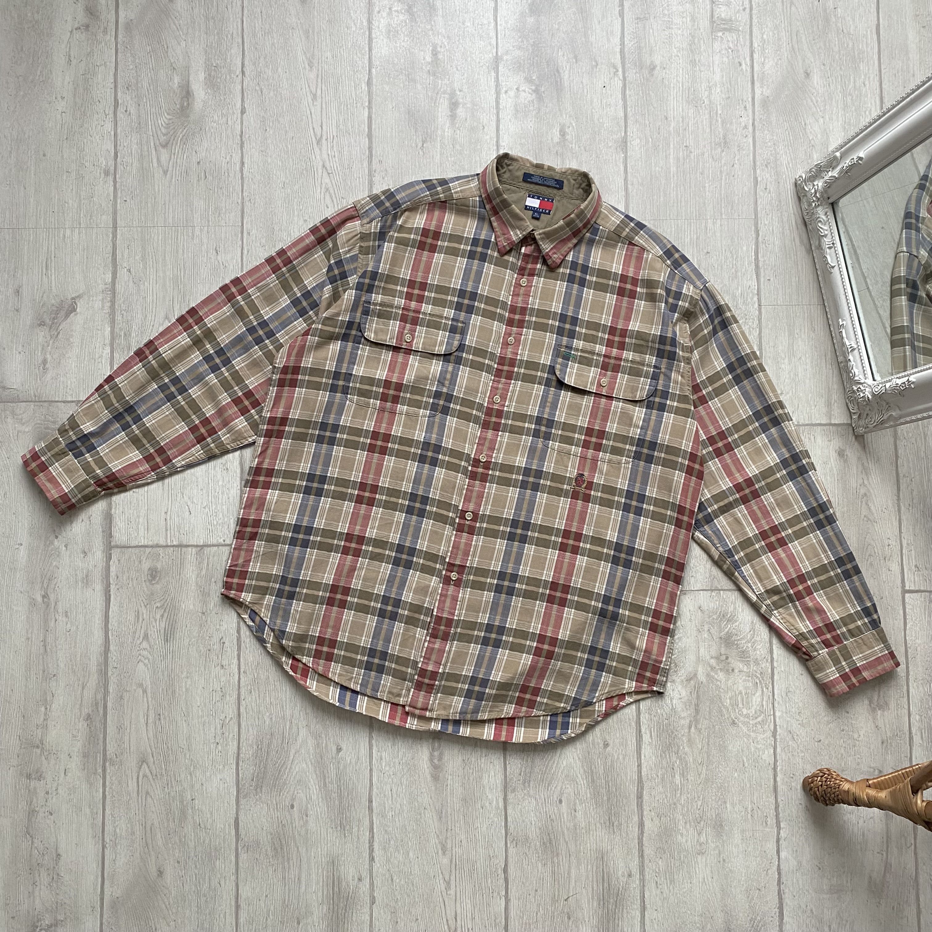 Tommy Hilfiger 🔥Vintage 90s Tommy Hilfiger Shirt Flannel Trevis style Size US XL / EU 56 / 4 - 9 Thumbnail