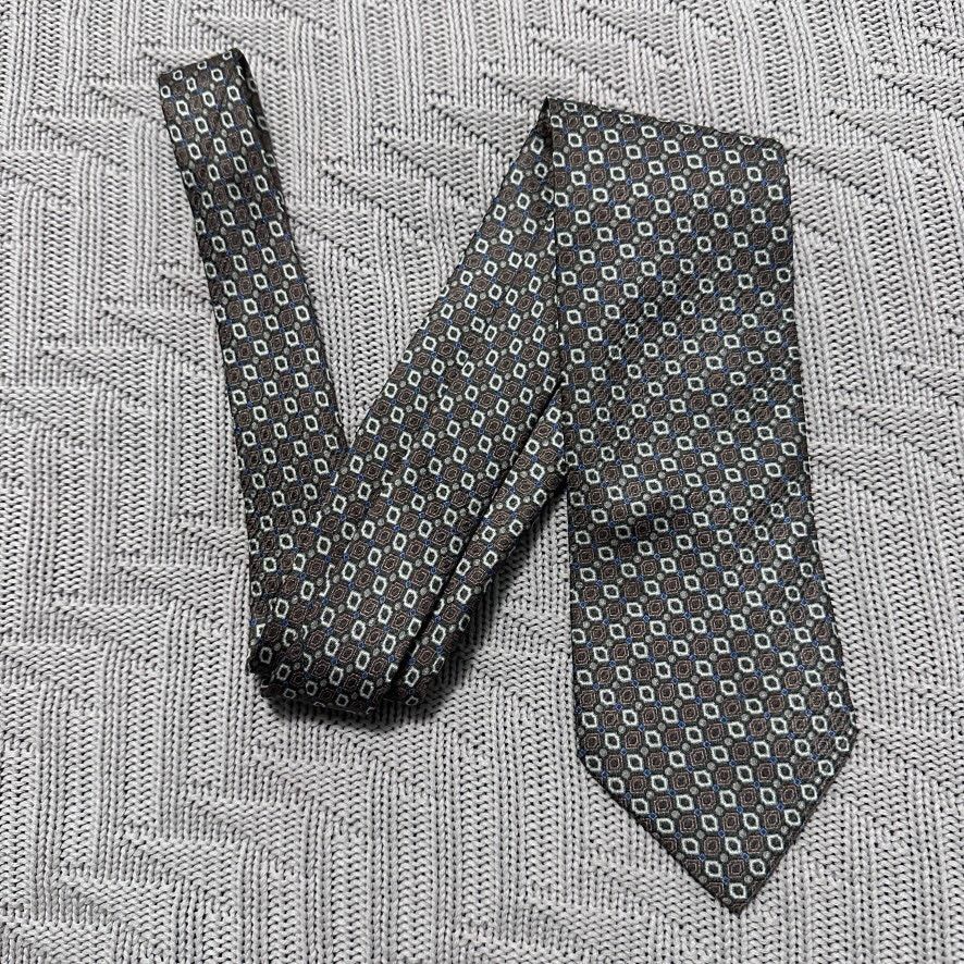 Vitaliano Vitaliano Pancaldi steel gray geometric Italian silk tie Size ONE SIZE - 1 Thumbnail