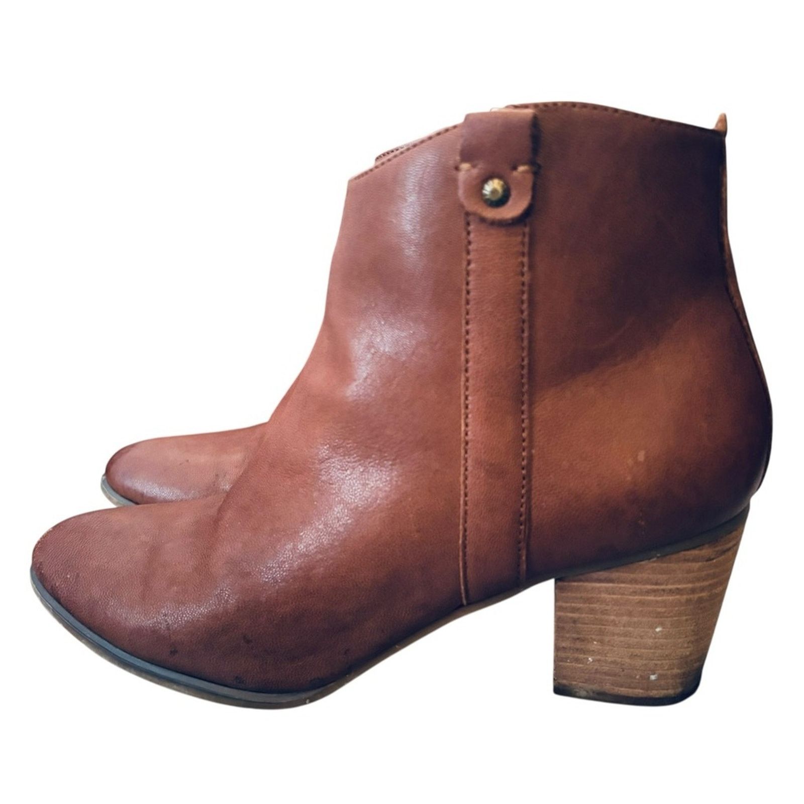Bass G.H. Bass & Co. Shiloh Cognac Leather Ankle Bootie Size US 9 / IT 39 - 2 Thumbnail
