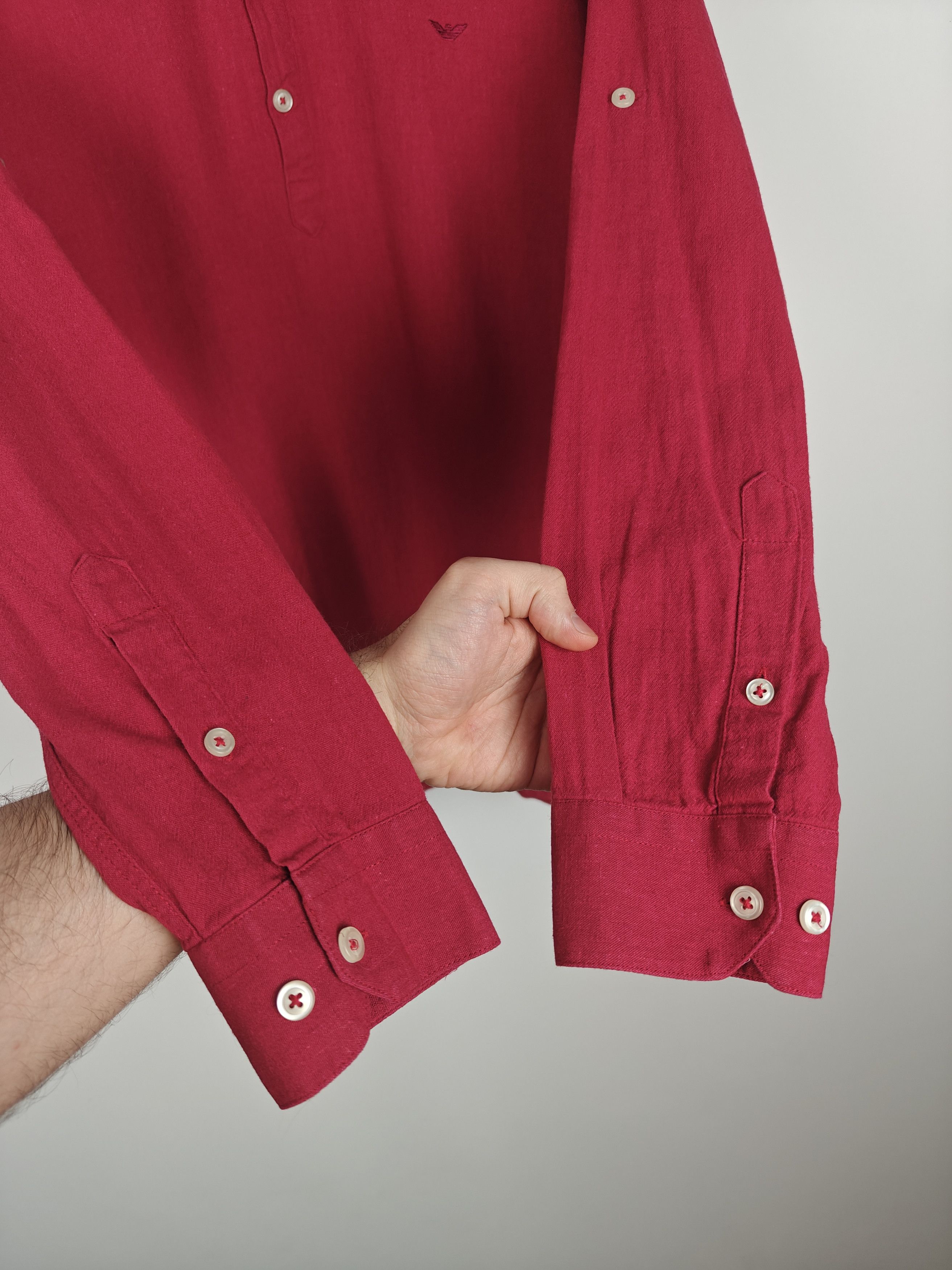 Armani Armani Jeans Shirt VTG Linen/Cotton Red 1/4 size L Size US L / EU 52-54 / 3 - 7 Thumbnail