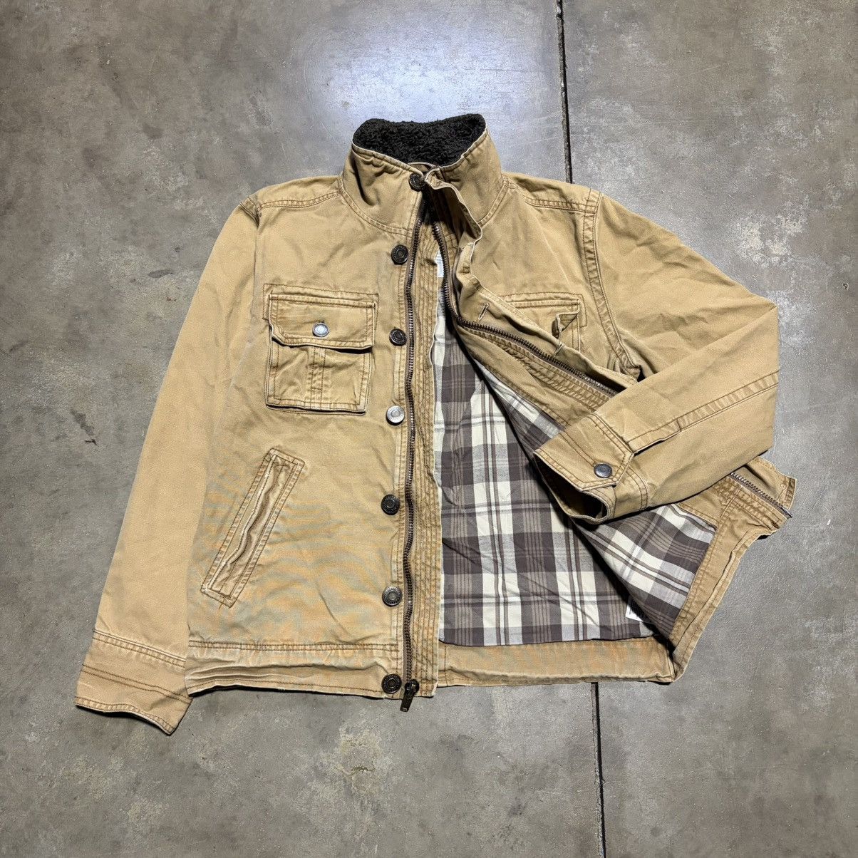 Aeropostale Vintage Aeropostale Canvas Jacket Sherpa Plaid Lined WolfJaw Size US S / EU 44-46 / 1 - 4 Thumbnail