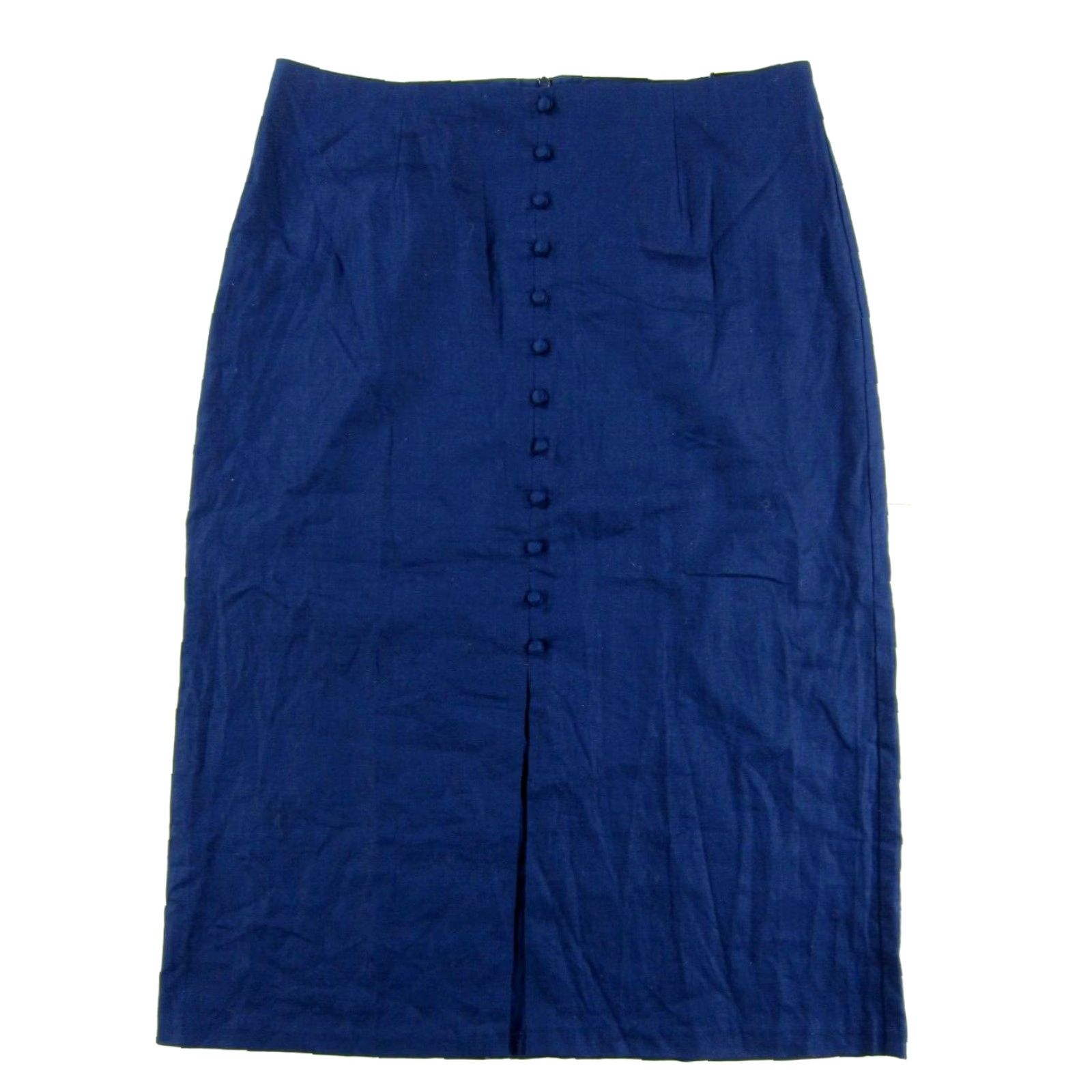 Banana Republic VINTAGE Banana Republic Linen Blend Blue Button A-Line Straight Midi Skirt Woman 14 Size 36" / US 14 / IT 50 - 2 Thumbnail
