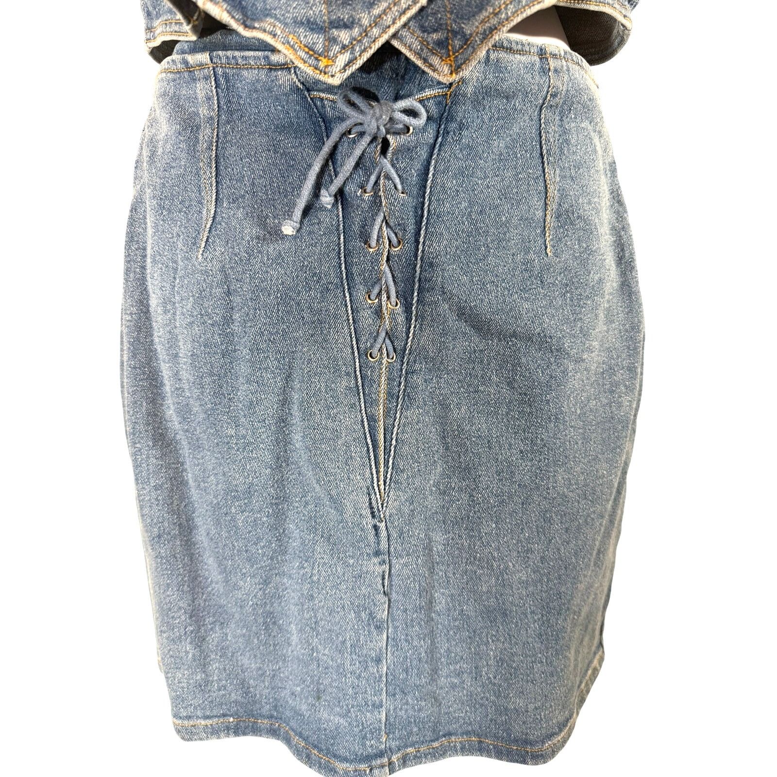 Vintage Rare Vintage 80s 90s Vertigo High Waisted Skirt Denim Set Size M / US 6-8 / IT 42-44 - 4 Thumbnail