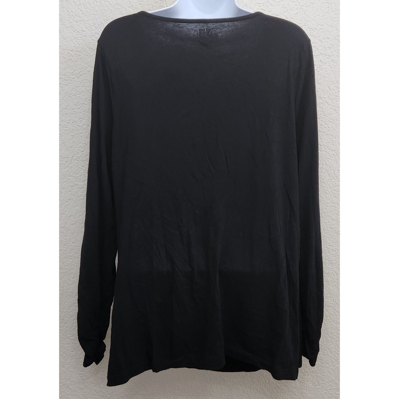 Old Navy Old Navy Black Draped Neckline Long Ruched Sleeves Top Large Size L / US 10 / IT 46 - 5 Thumbnail