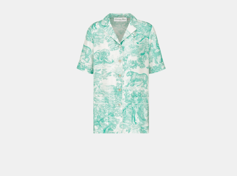 Dior o1w1db10925 341V29 Short-Sleeved Shirt in White/Aquamarina Size L / US 10 / IT 46 - 1 Thumbnail
